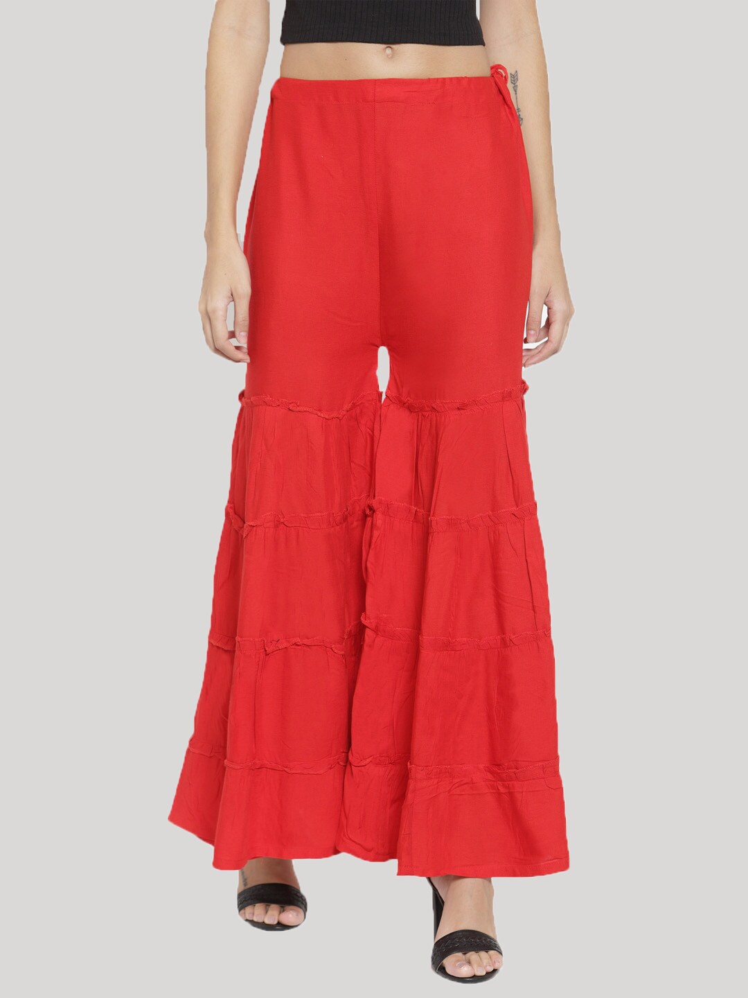 

Clora Creation Women Red Flared Ethnic Palazzos