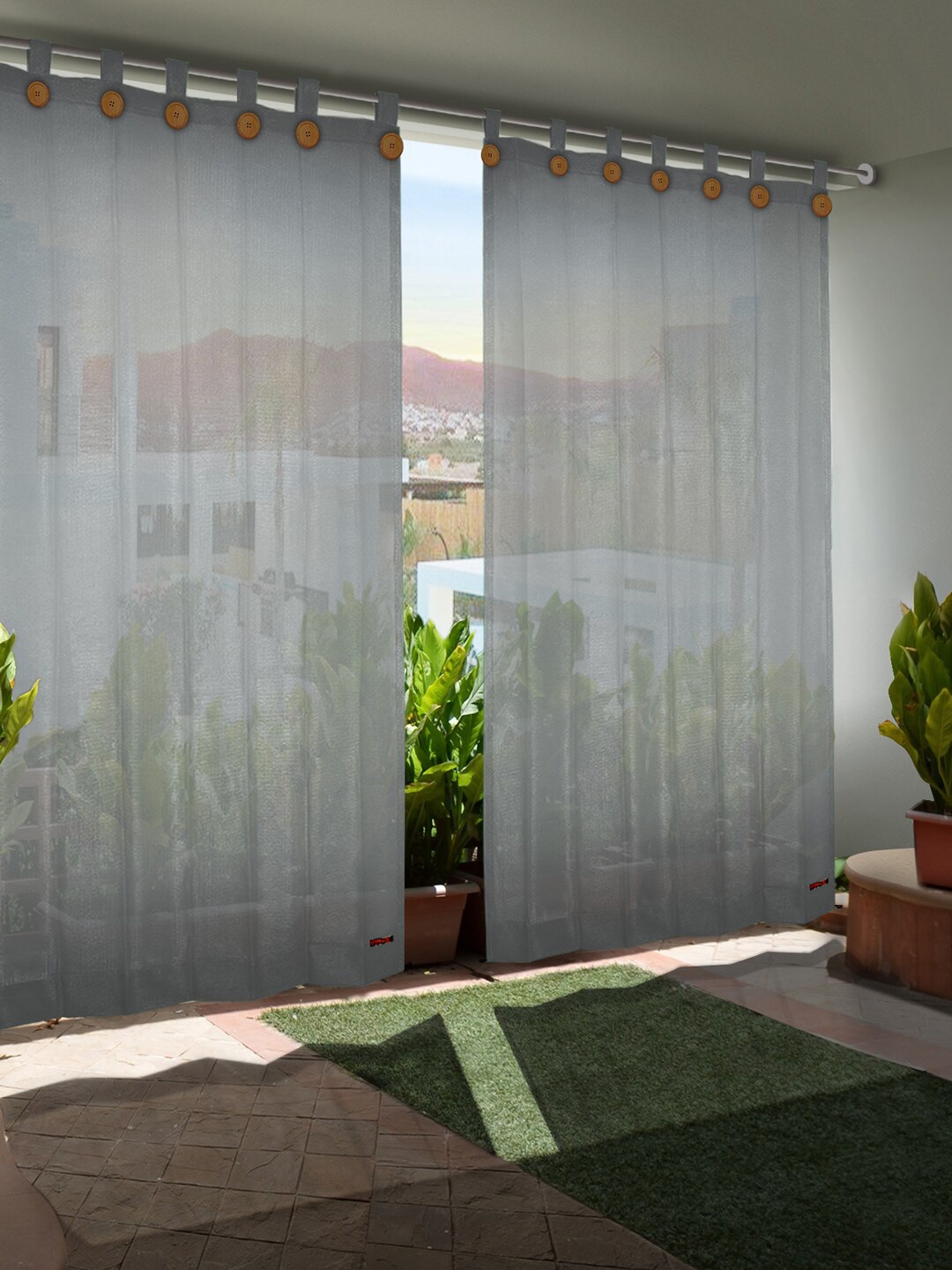 

Hippo Grey Set of 2 Door Curtains