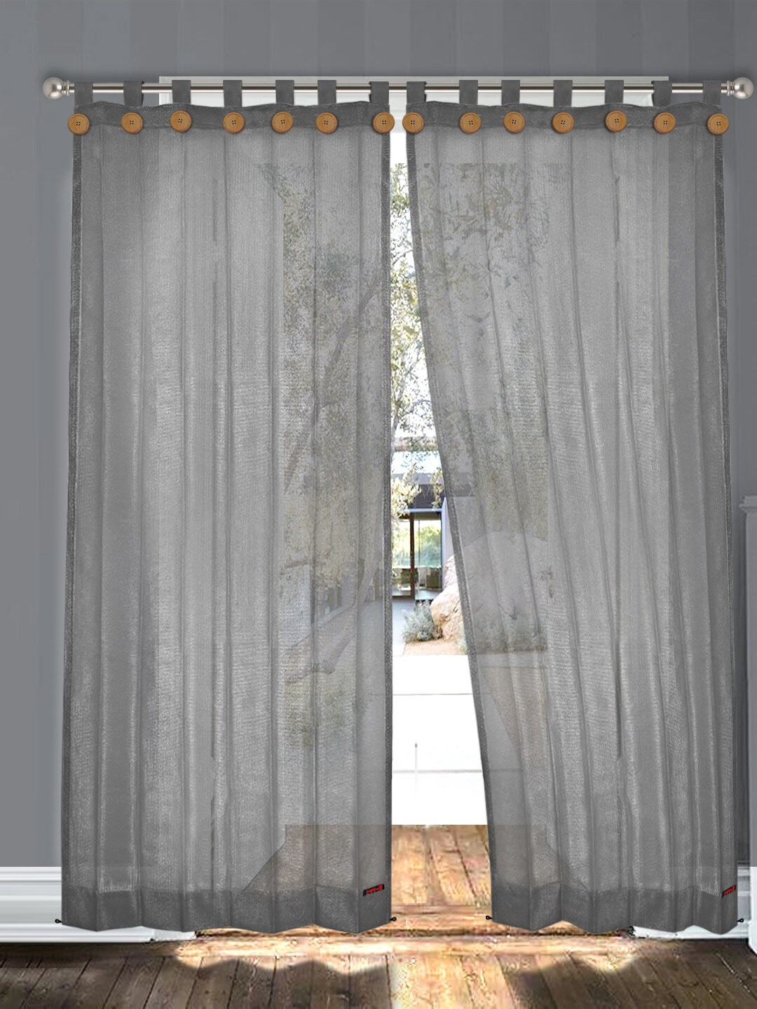 

Hippo Grey Set of 2 Room Darkening Long Door Curtain