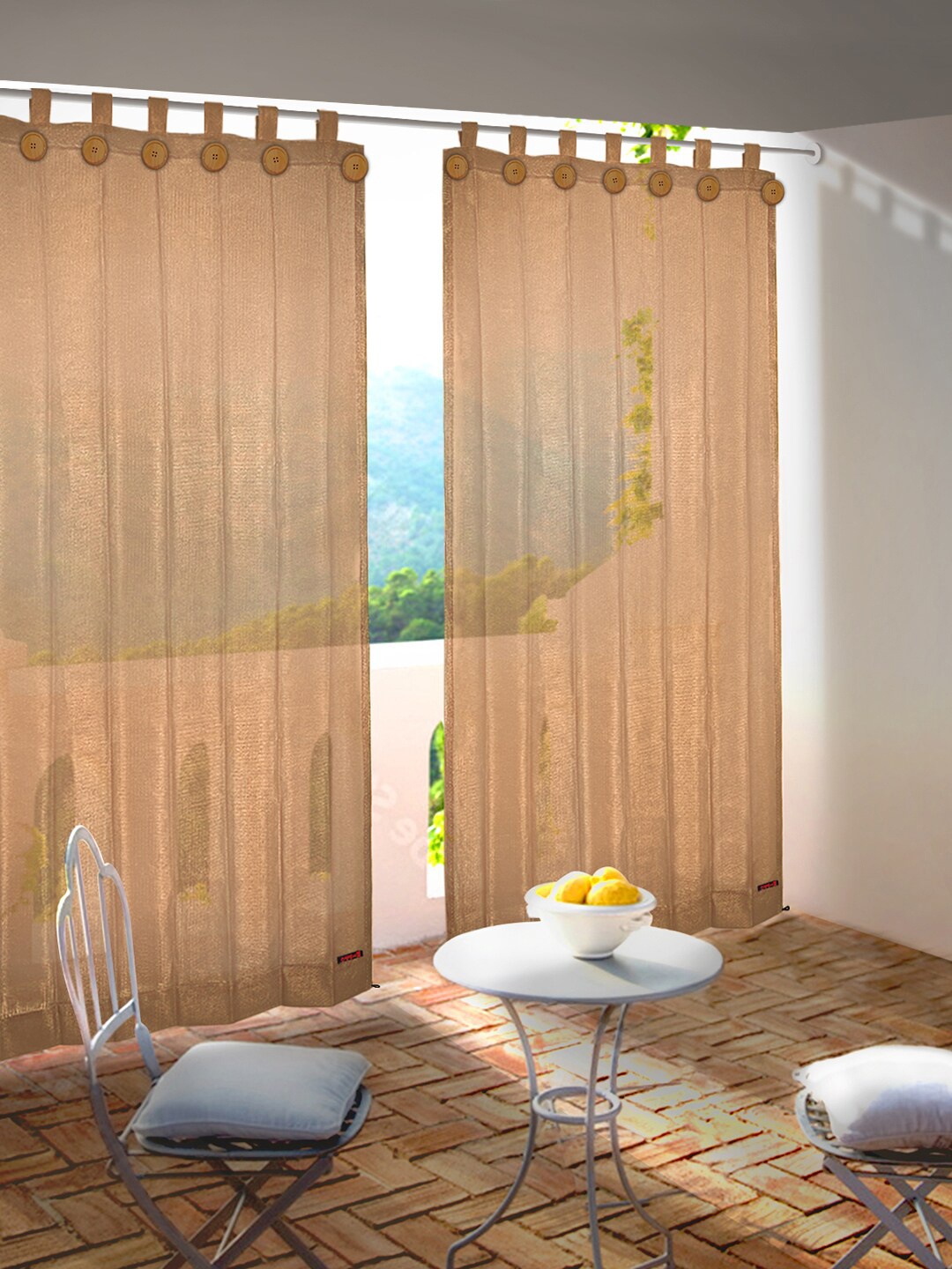 

Hippo Beige Set of 2 Door Curtains
