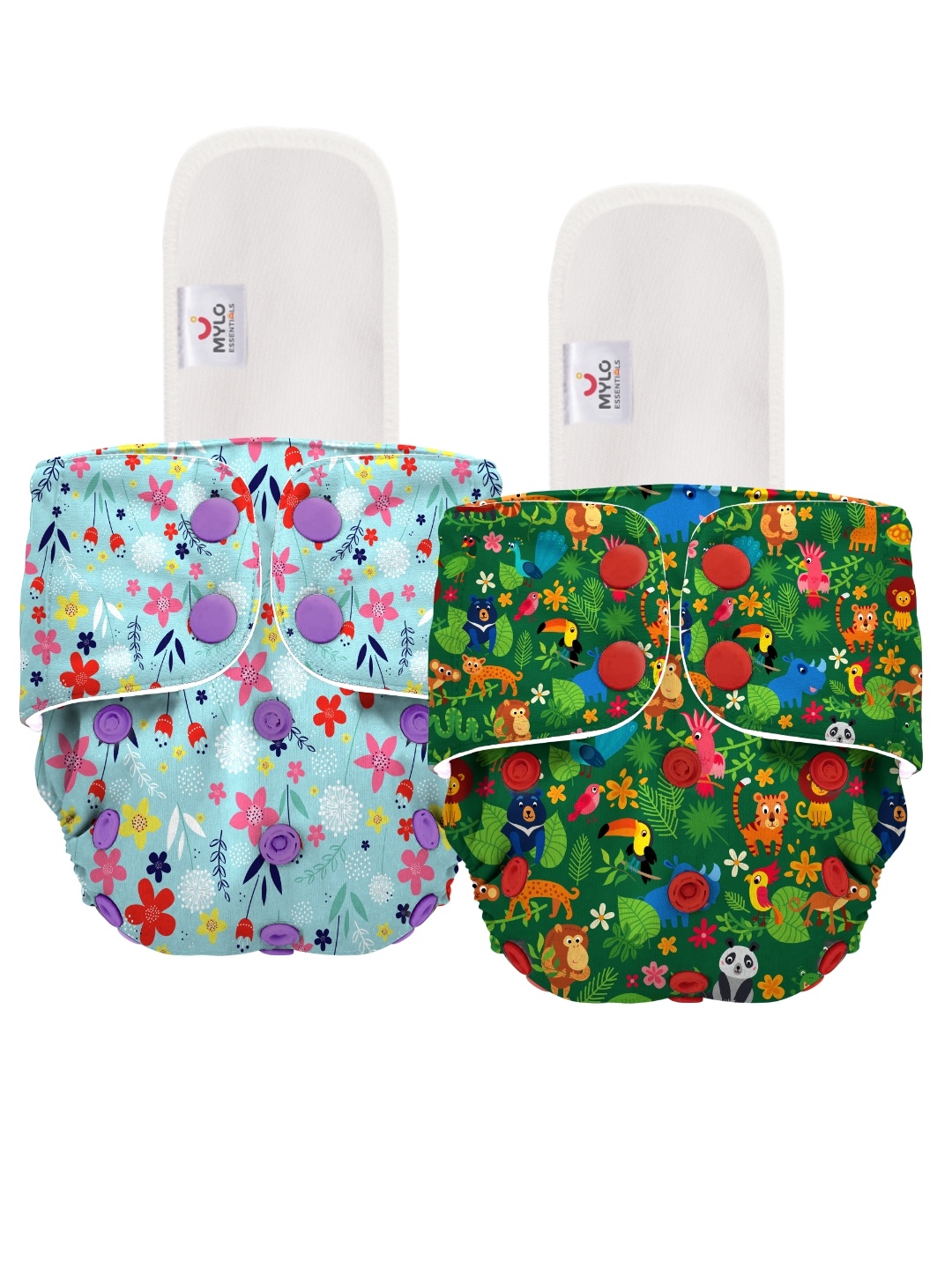 

Mylo Kids Set Of 2 Free Size Washable & Reusable Diaper, Green