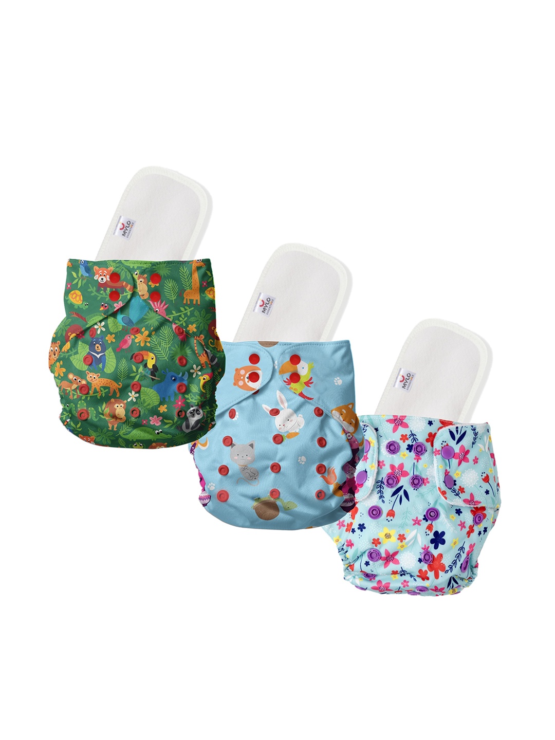 

Mylo Kids Set of 3 Washable & Reusable Cloth Diaper, Green