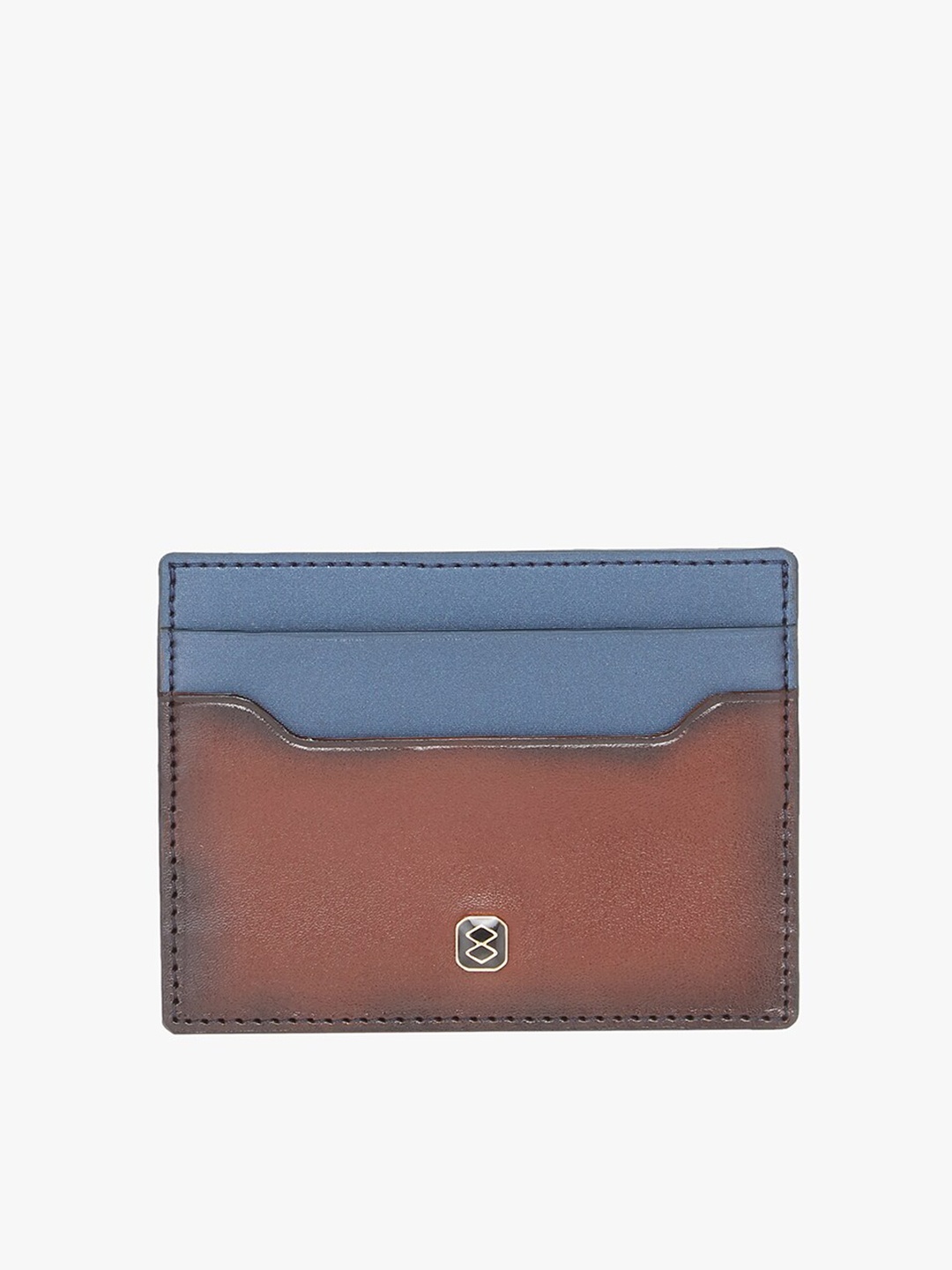 

HORRA Men Blue & Brown Textured PU Card Holder