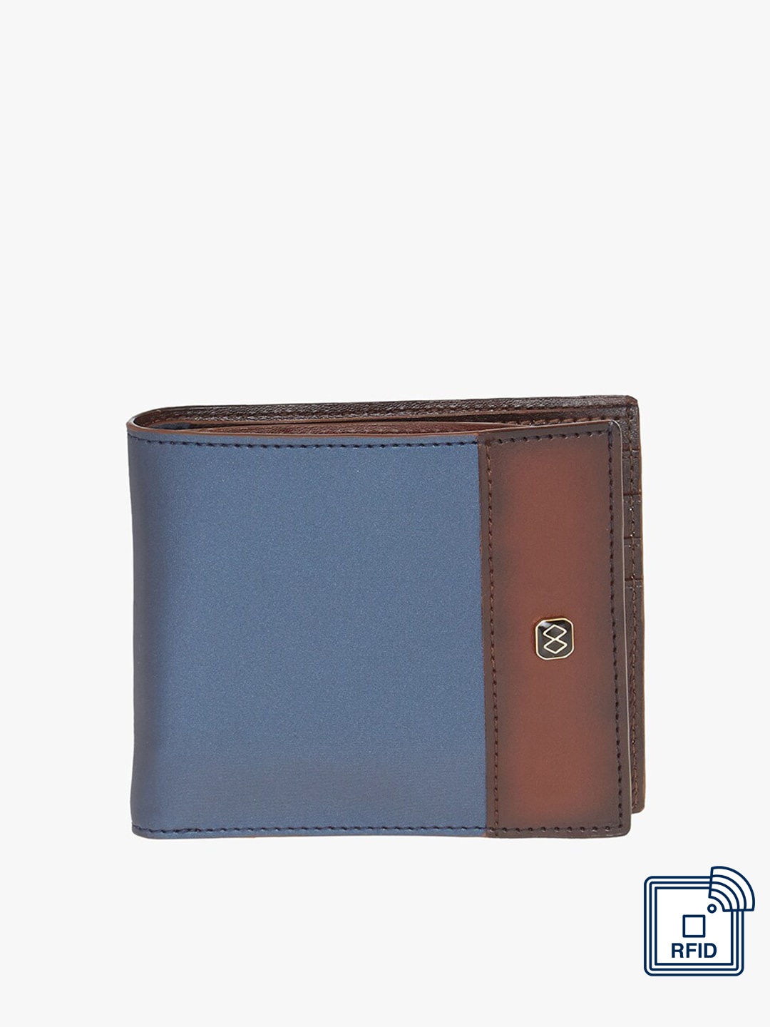 

HORRA Men Blue & Brown PU Two Fold Wallet