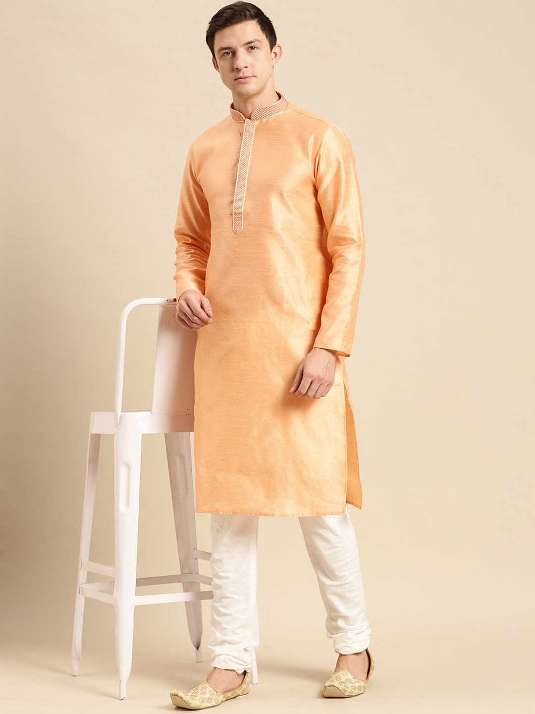 

Sanwara Men Peach-Coloured Kurta with Pyjamas