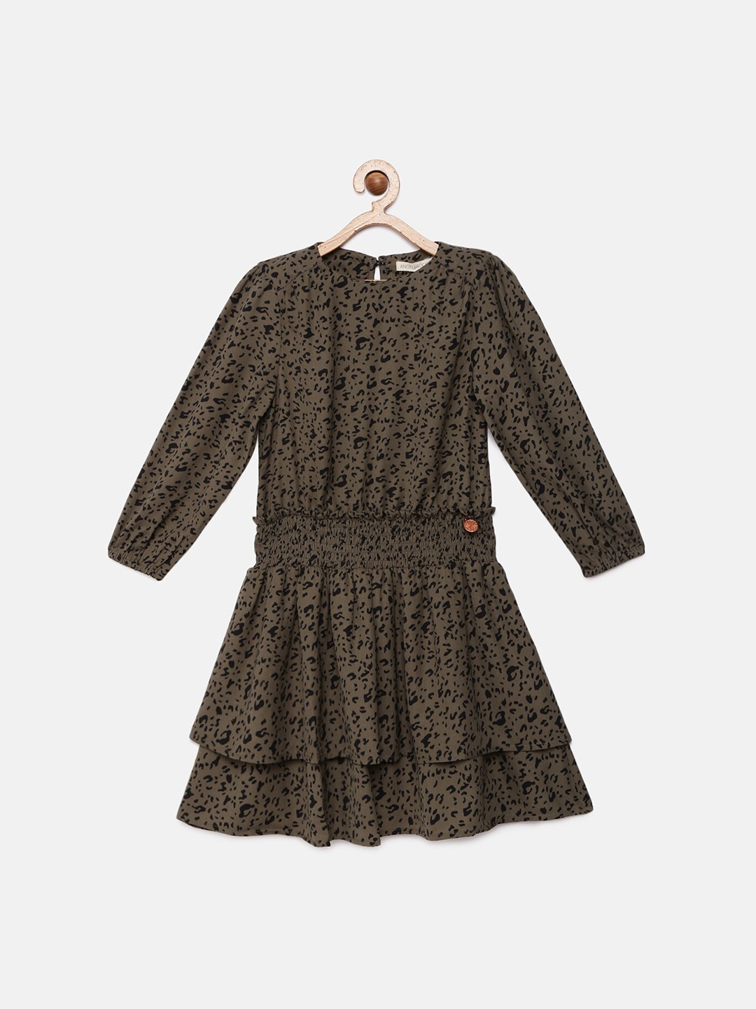 

Angel & Rocket Girls Olive Green & Black Animal Dress
