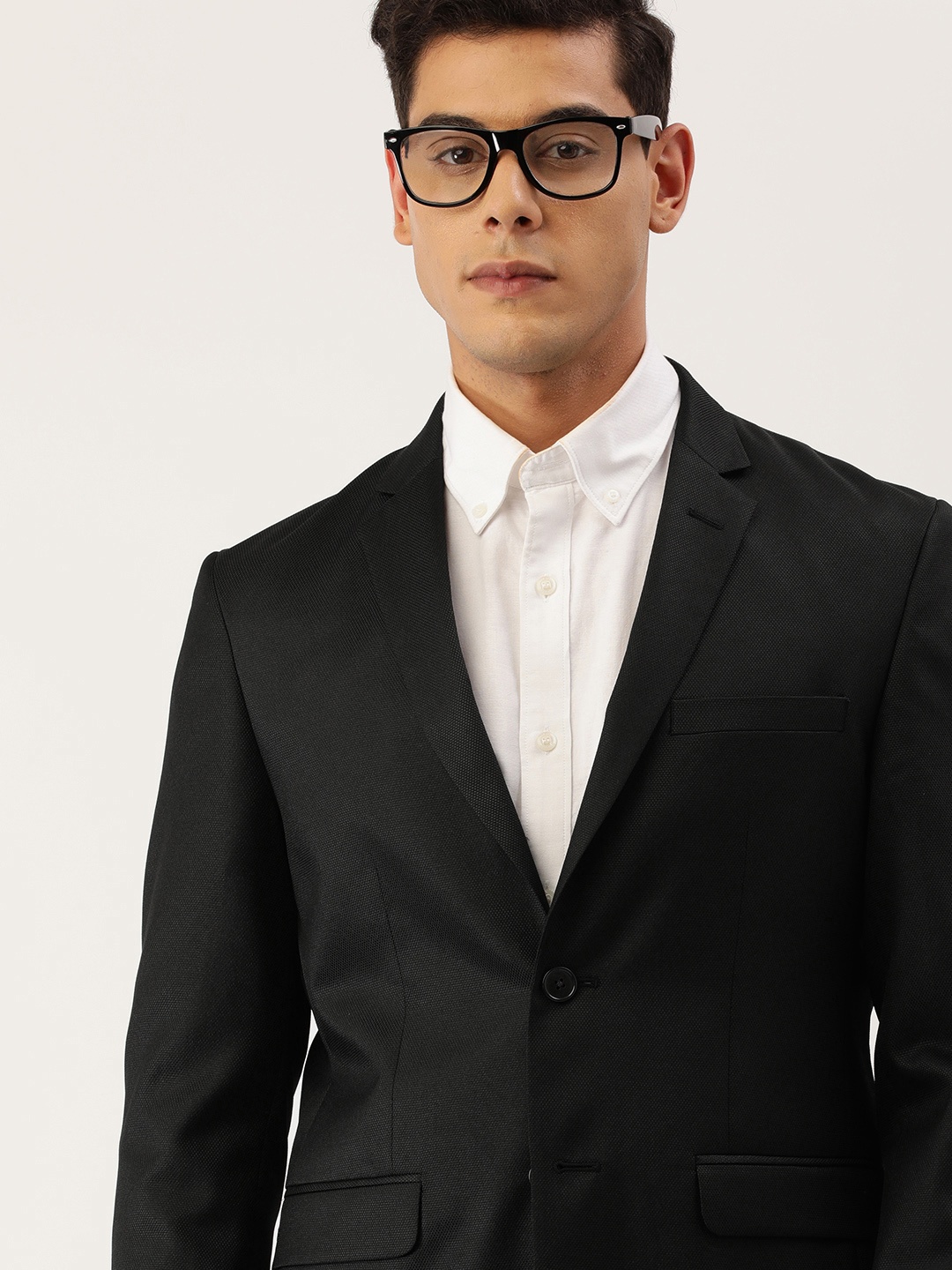 

Peter England Men Black Neo Slim Fit Single-Breasted Formal Blazer