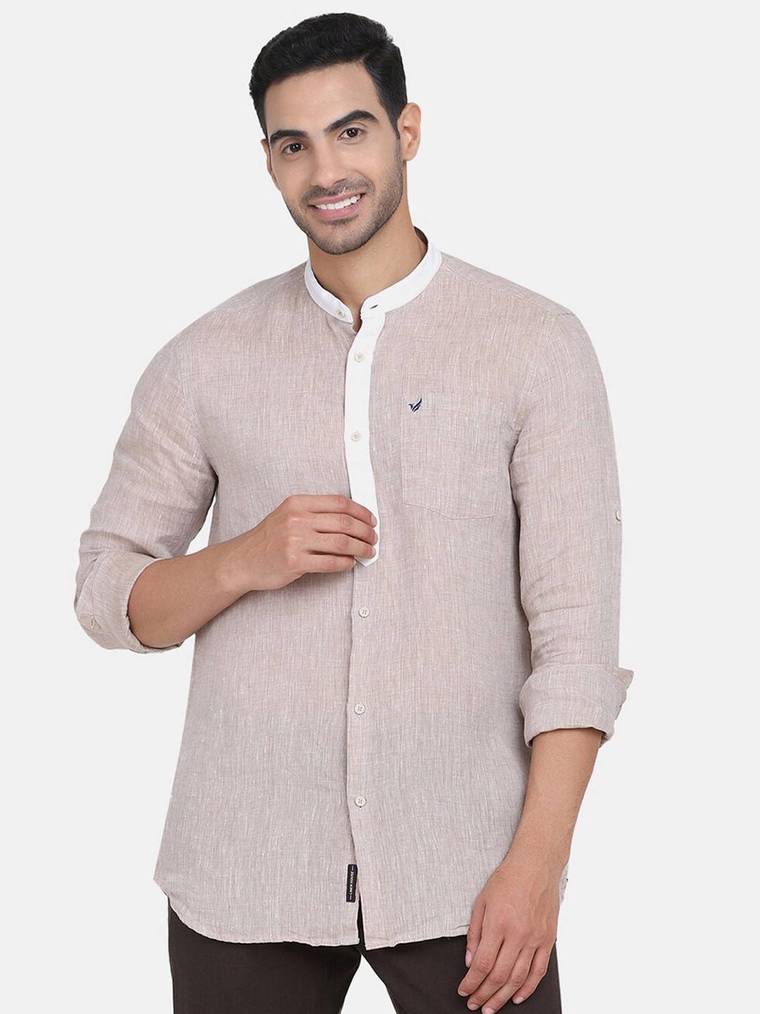 

Blackberrys Men Beige Slim Fit Linen Casual Shirt