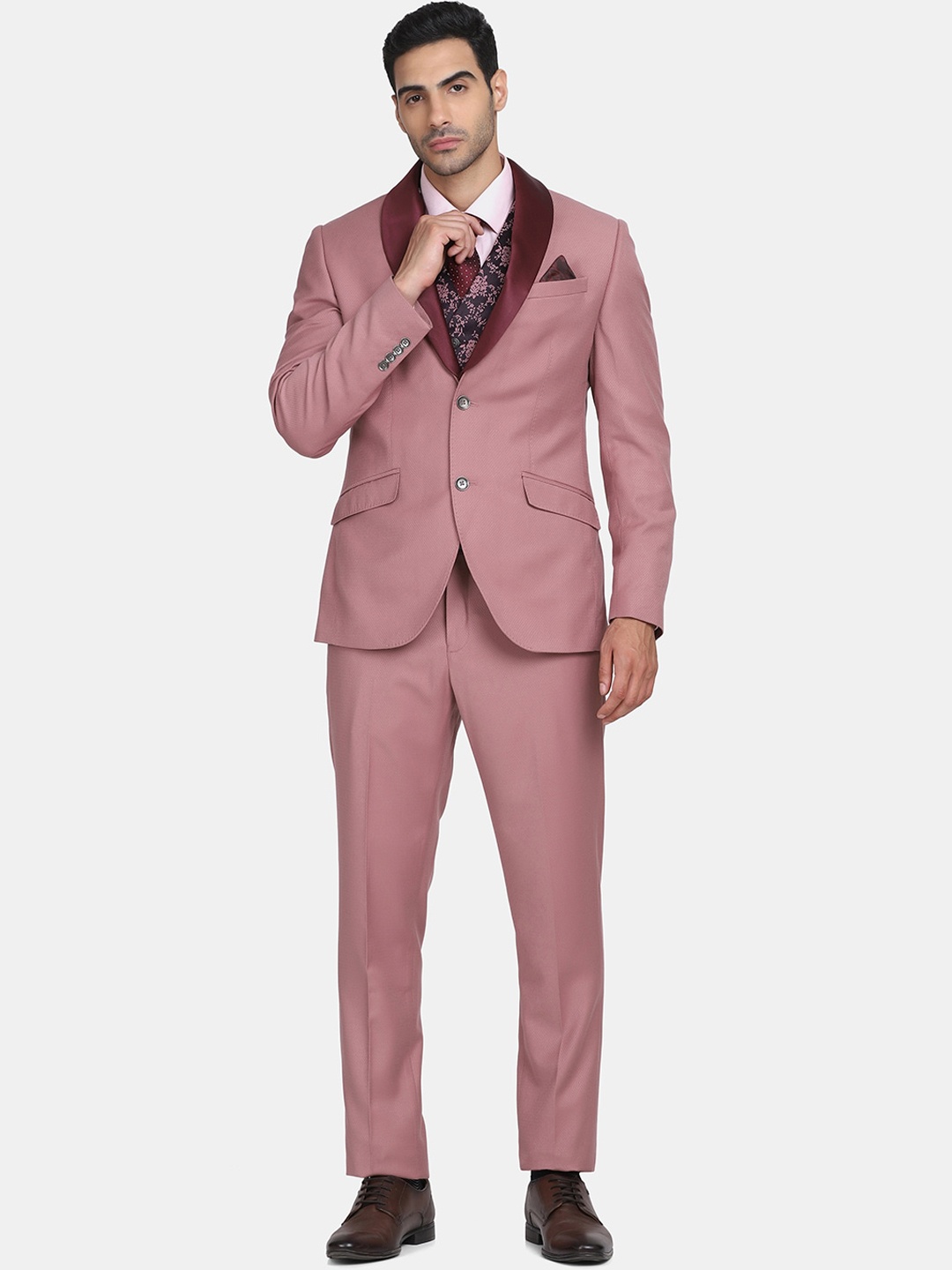 

Blackberrys Men Domnia 4 Pcs Multitude 6X Textured Formal Suit, Pink