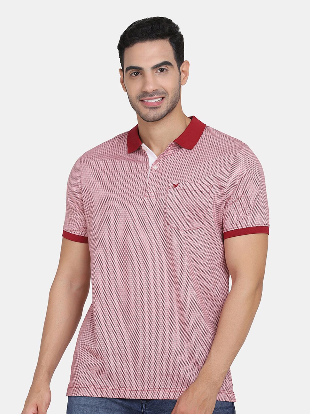 

Blackberrys Men Maroon Printed Polo Collar Slim Fit Cotton T-shirt