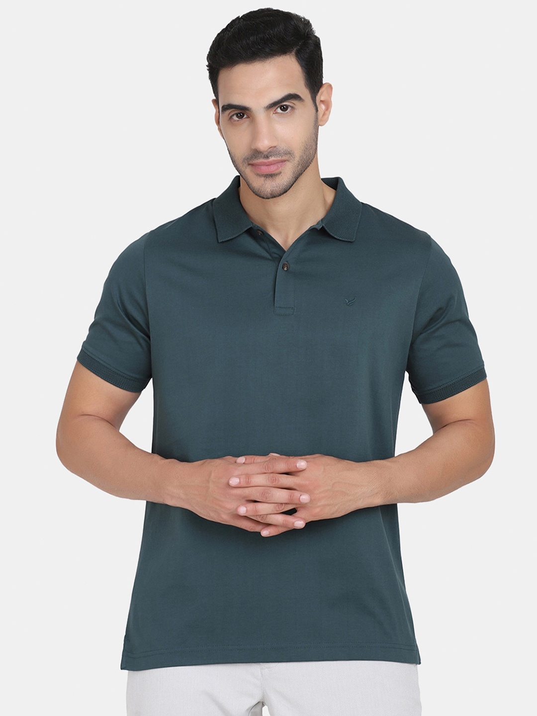 

Blackberrys Men Green Polo Collar Slim Fit T-shirt