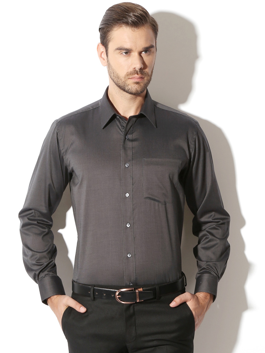 

Van Heusen Men Charcoal Grey Contemporary Fit Checked Formal Shirt