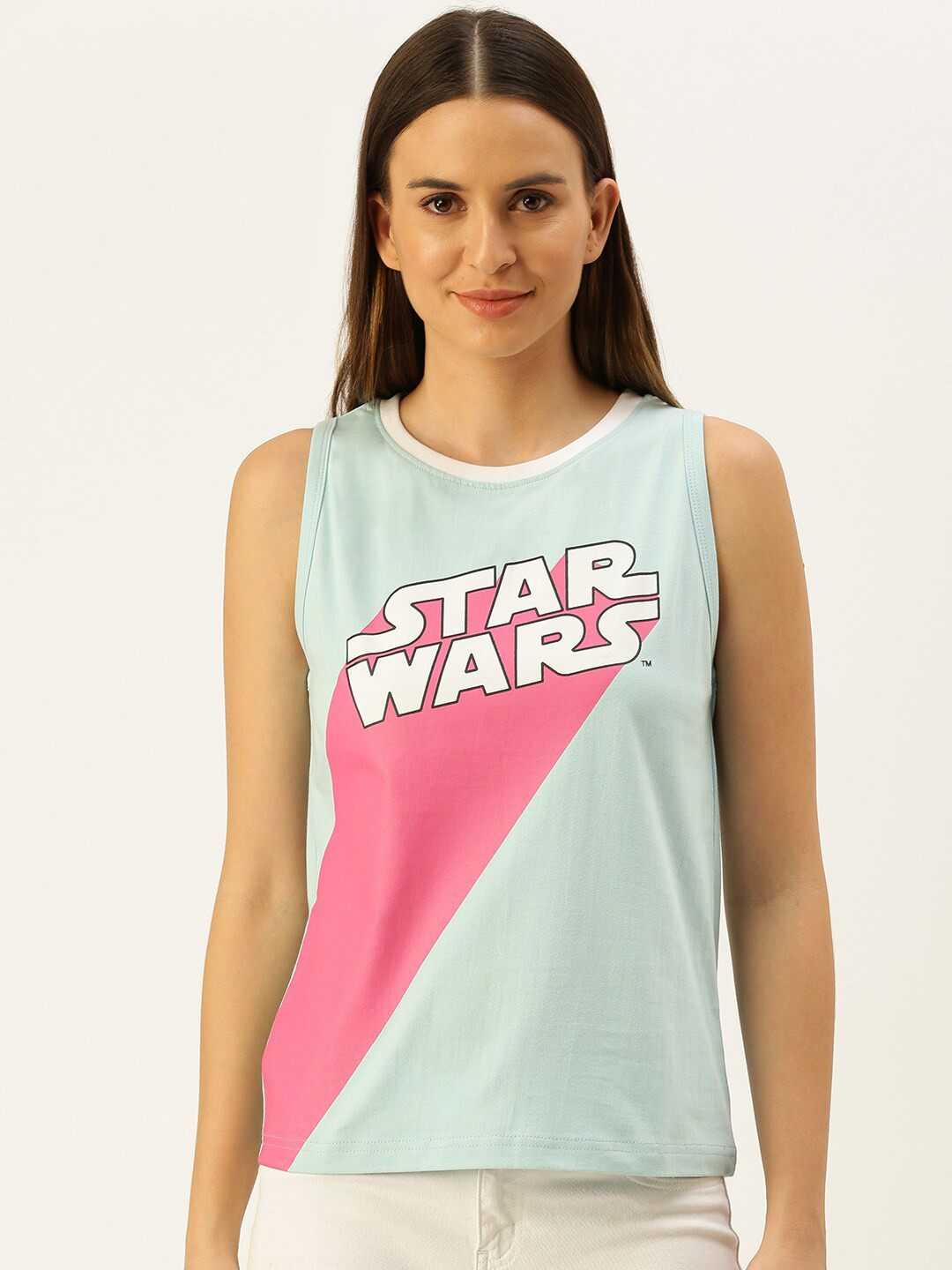 

JUNEBERRY Women Blue & Pink Typography Star Wars Printed T-shirt