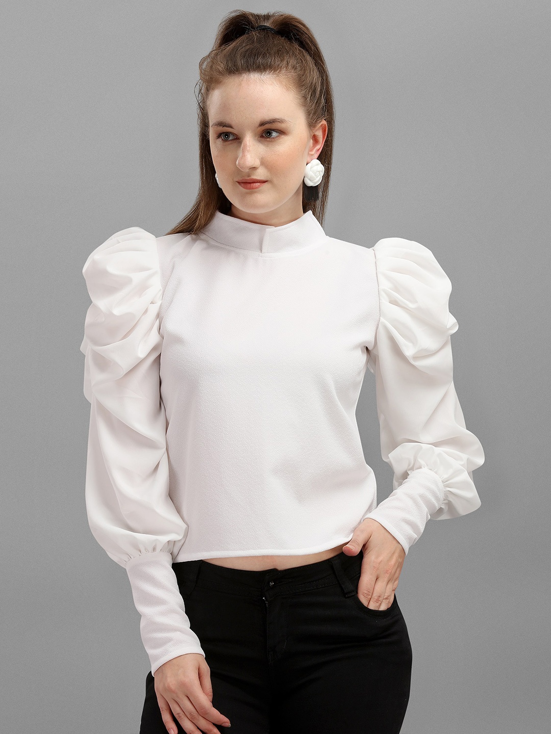 

Paralians Women White Crepe Top