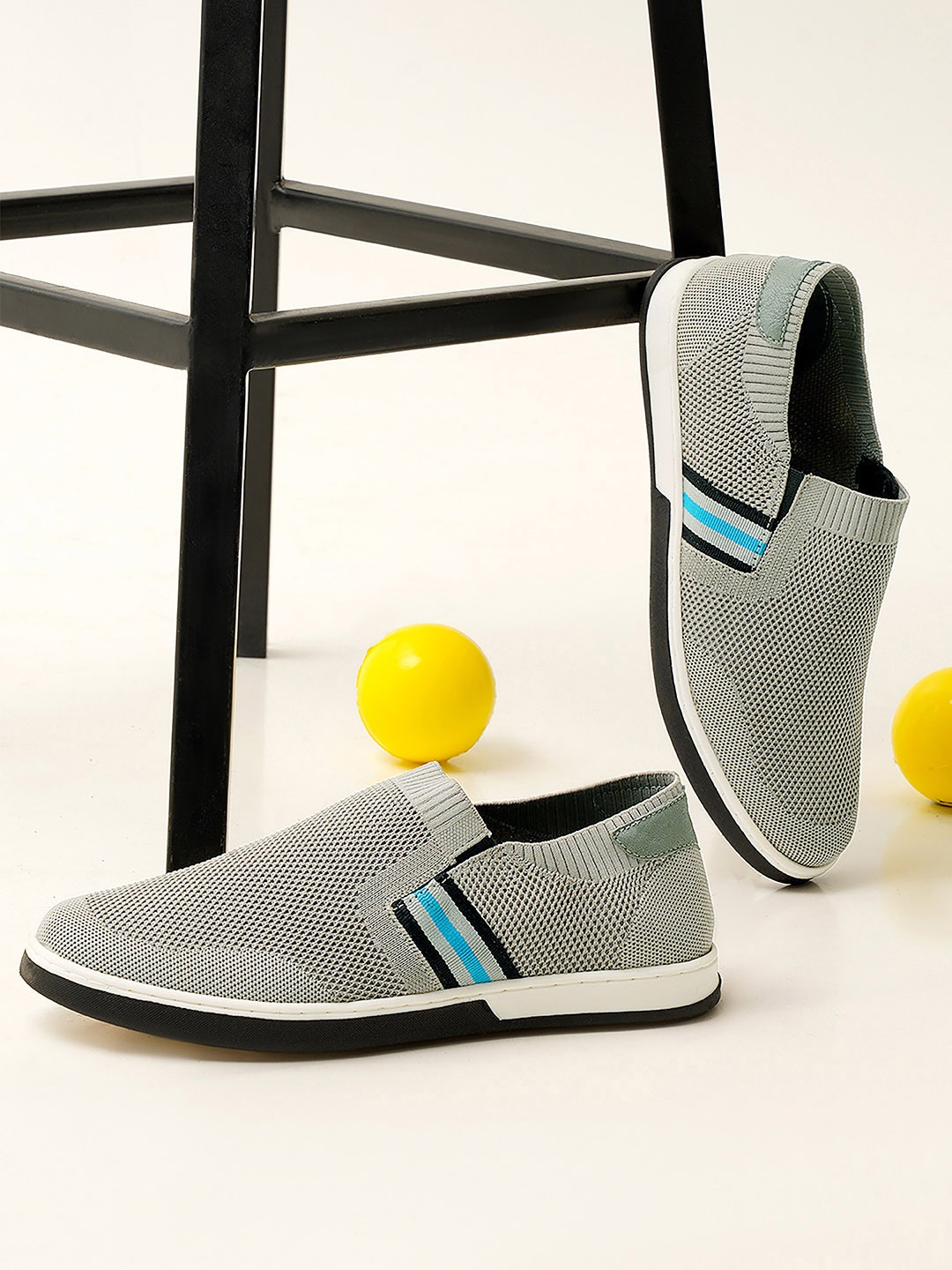 

ID Men Grey Perforations Slip-On Sneakers
