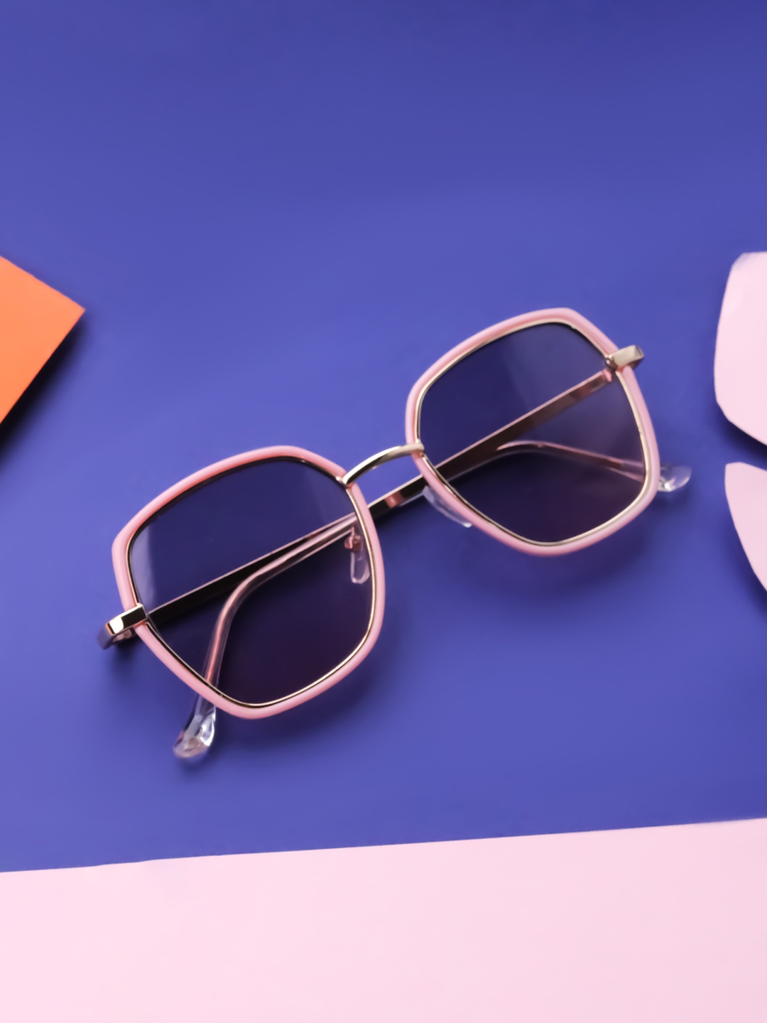 

Spiky Unisex Kids Blue Lens & Gold-Toned Square Sunglasses with UV Protected Lens