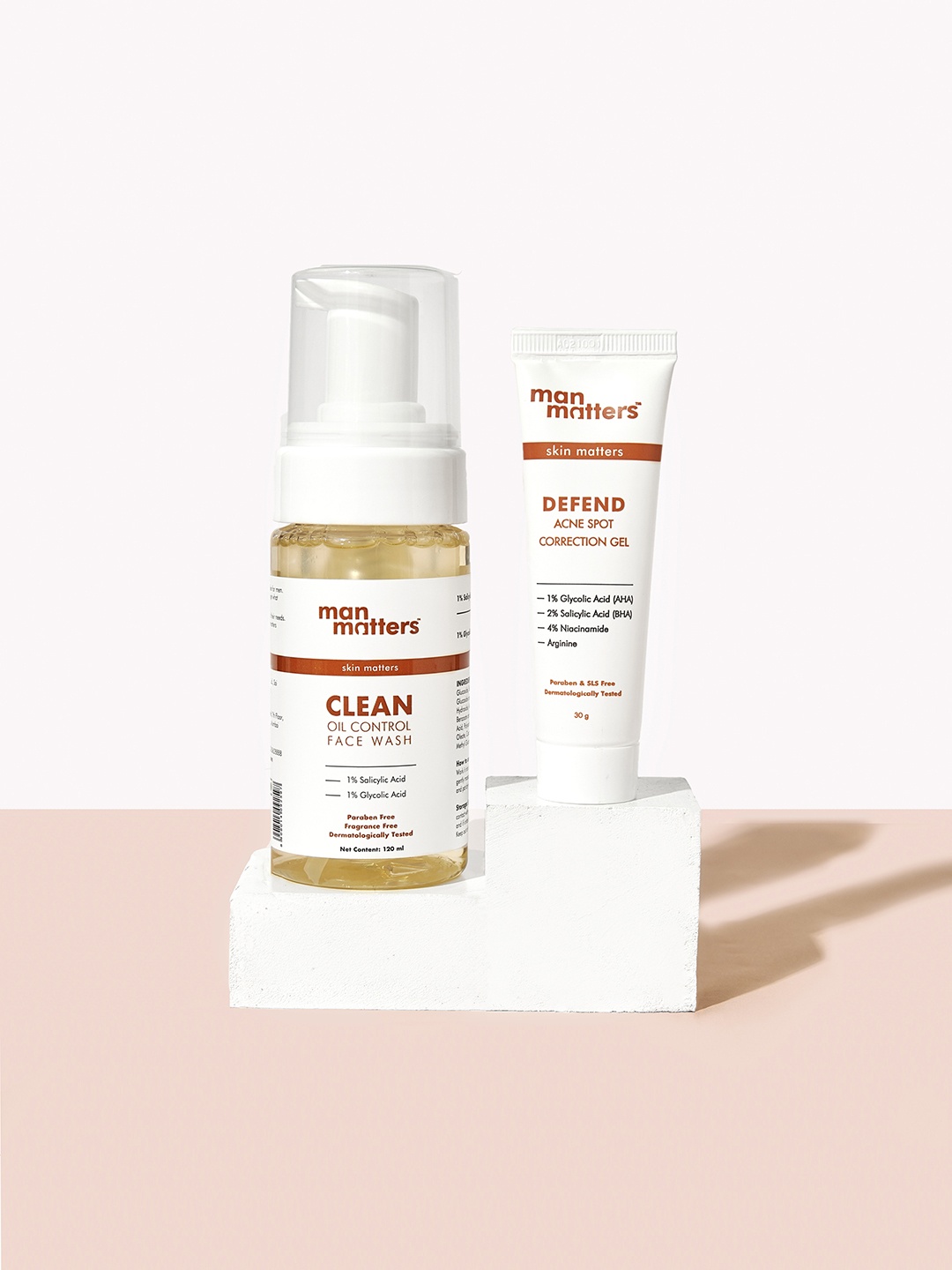 

Man Matters Set of Skin Matters Clean Oil Control Face Wash & Acne Spot Correction Gel, White
