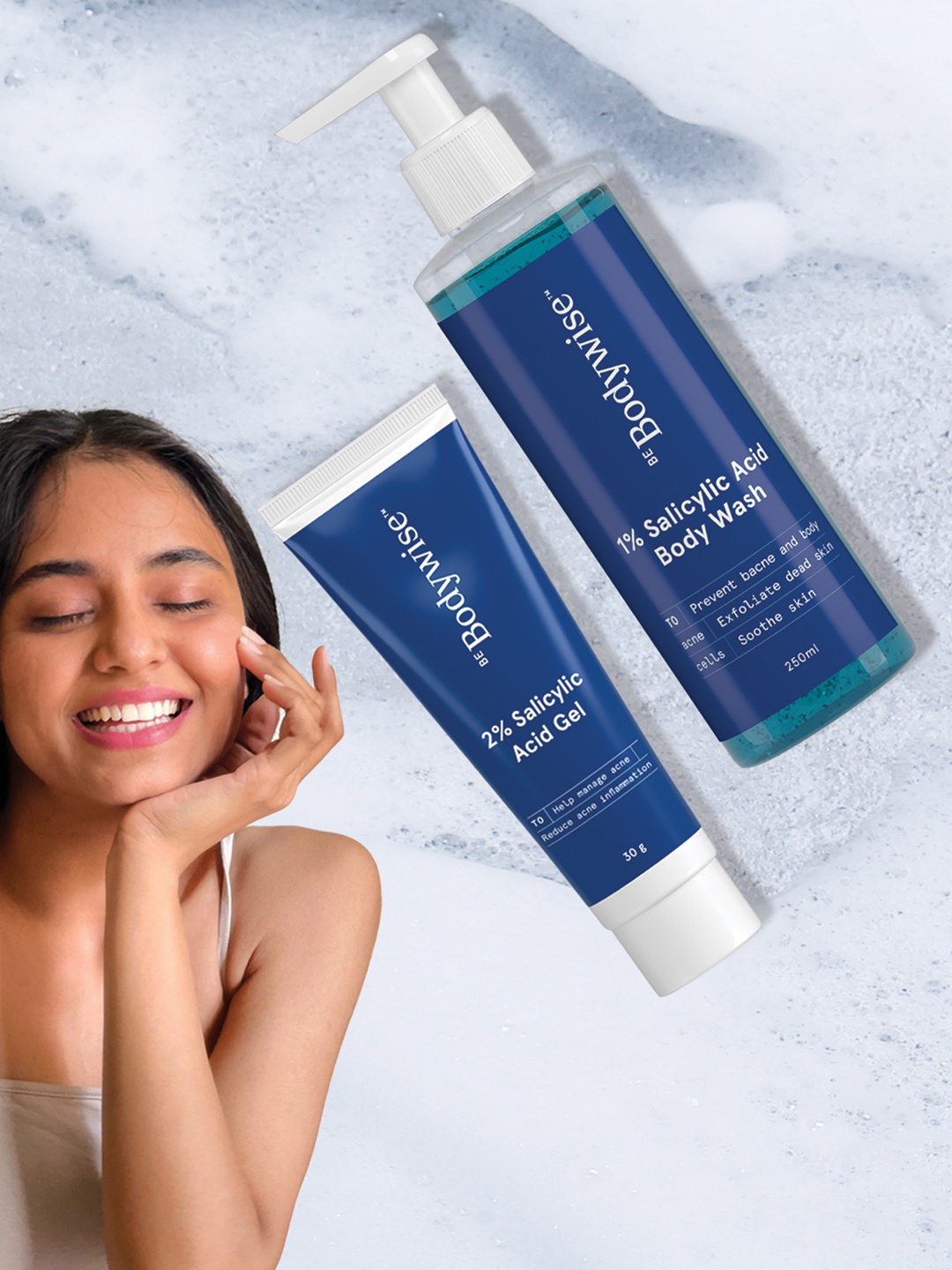 

Be Bodywise Salicylic Acid Body Wash 250 ml & Acne Spot Correction Gel 30 g, Blue