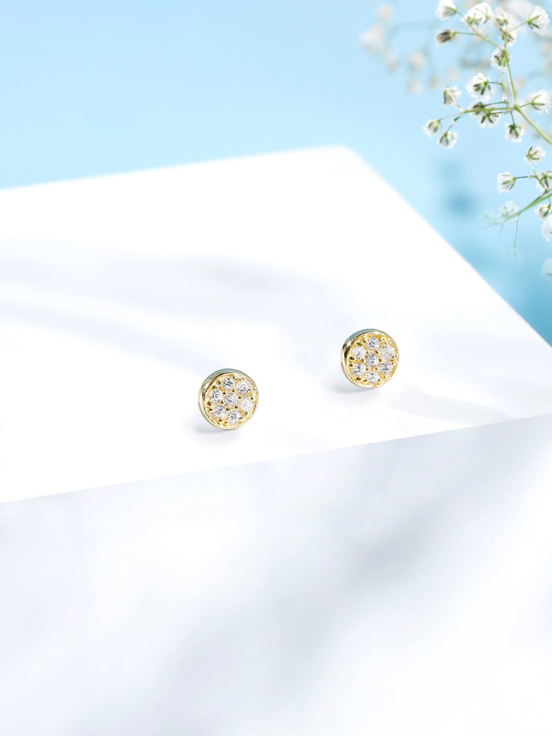 

Rubans 925 Sterling Silver Gold-Plated Classic Geometric Stud Earrings