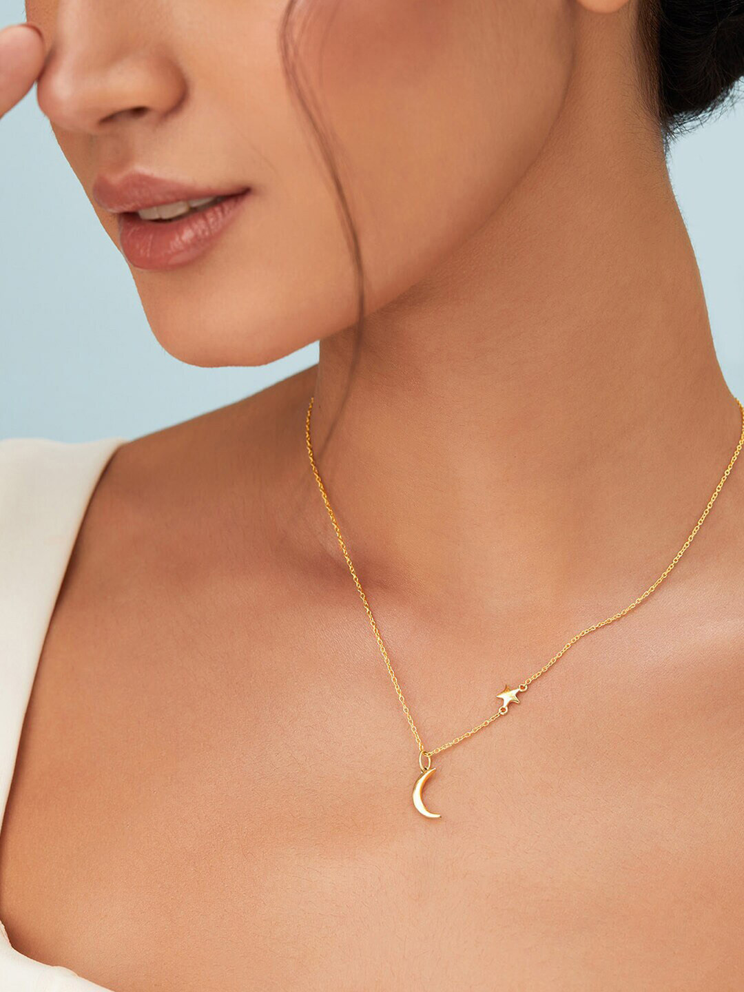 

Rubans 925 Sterling Silver Gold-Plated The Moon And Star Pendant Necklace