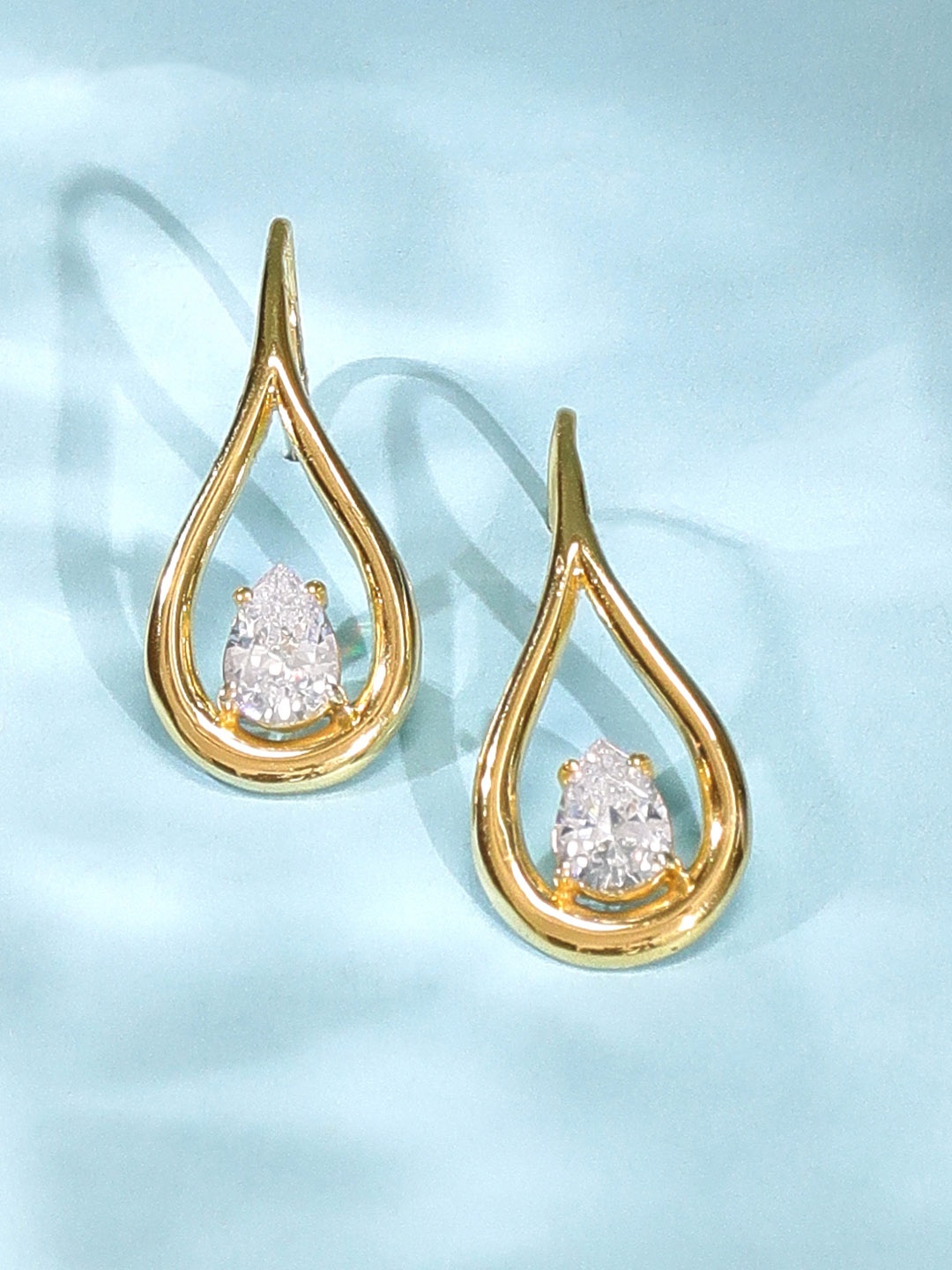 

Rubans 925 Sterling Silver Gold-Plated Flame of Hope Zirconia Drop Earrings