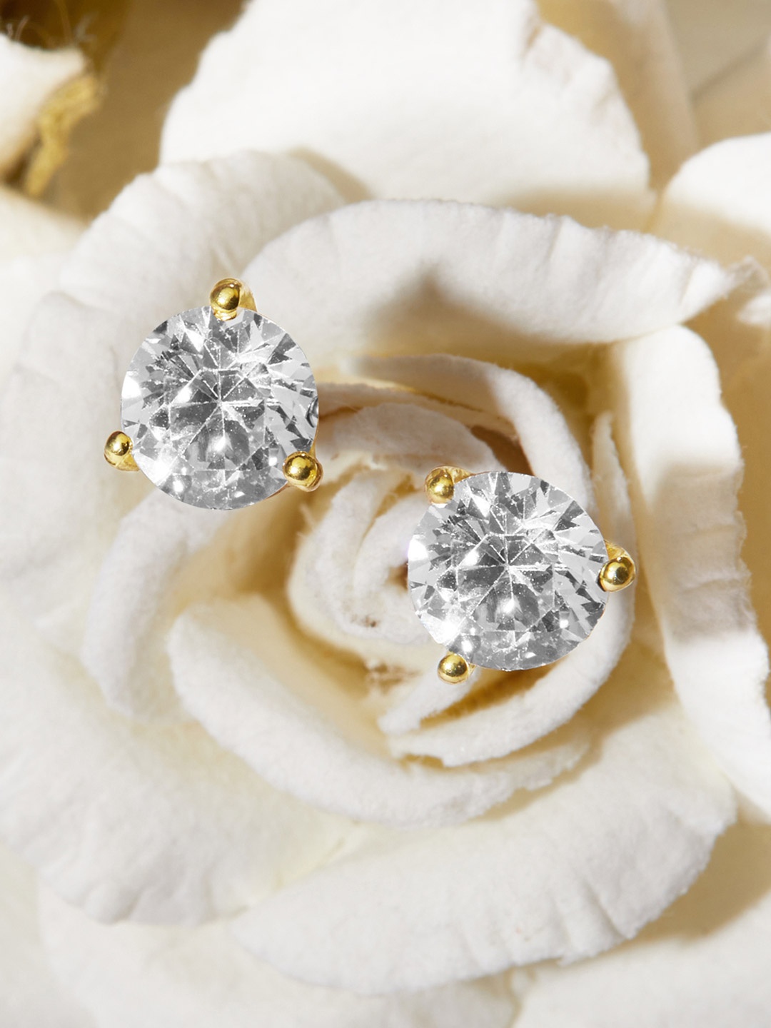 

Rubans 925 Sterling Silver Gold-Plated Hold On To The Zirconia Stud Earrings