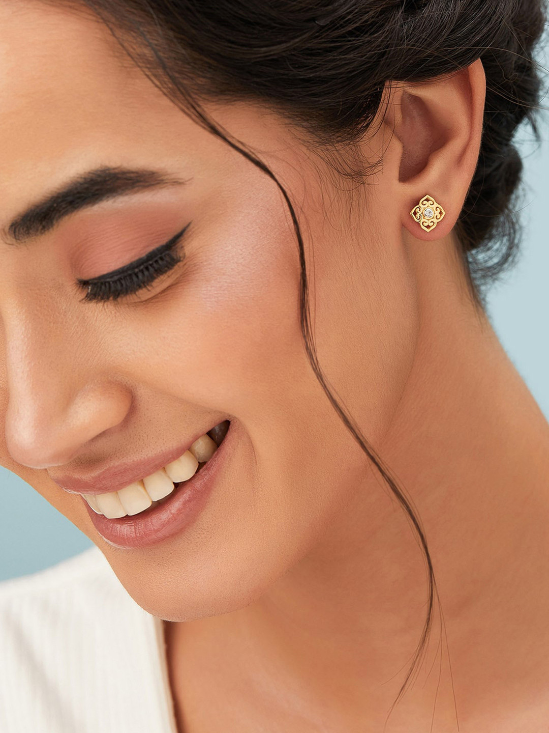 

Rubans 925 Sterling Silver Gold-Plated Flourishing The Floral Stud Earrings