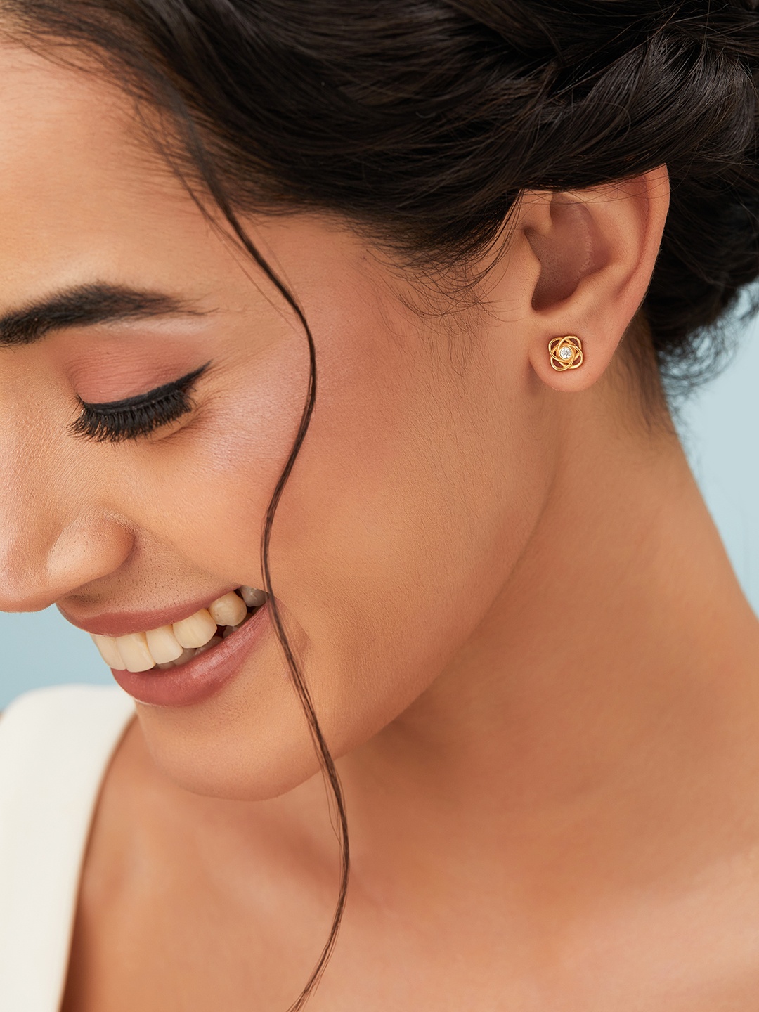 

Rubans 925 Sterling Silver Gold-Plated Flourishing The Floral Stud Earrings