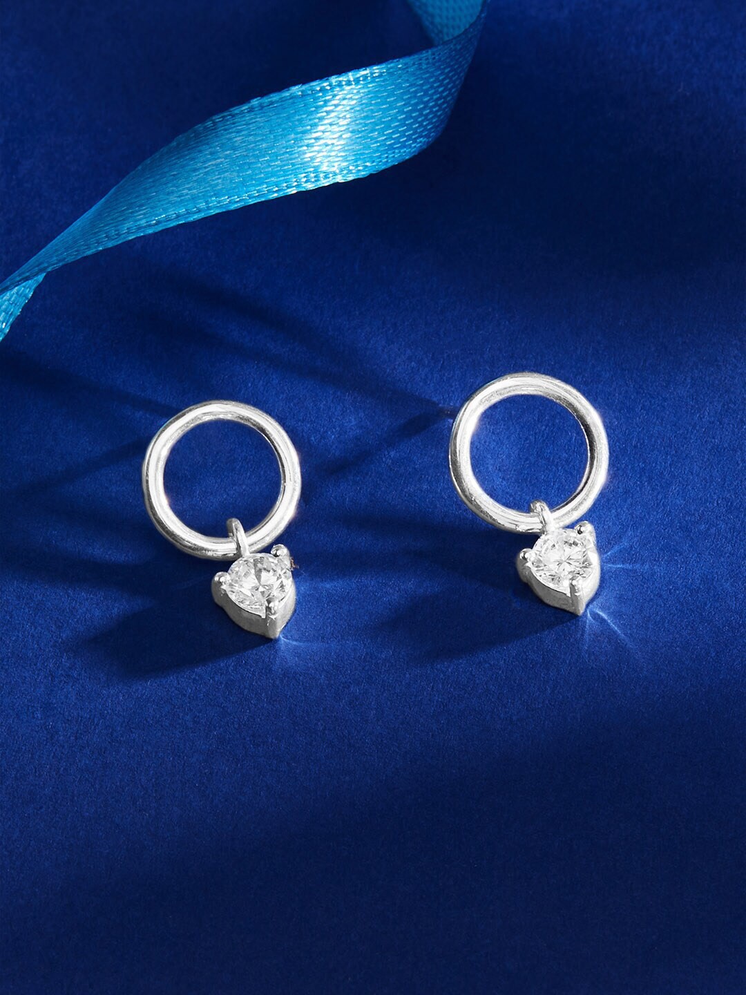 

Rubans 925 Sterling Silver Never Ending Diamond Loop Drop Earrings