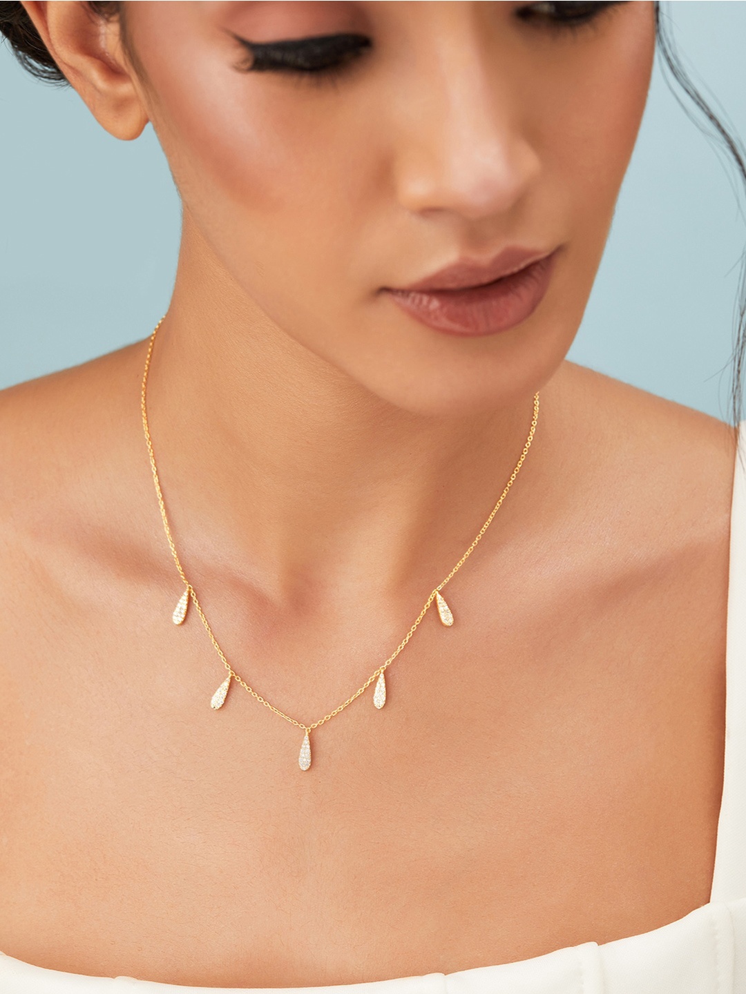 

Rubans 925 Sterling Silver Gold-Plated The Sparkling Drops Elegant Necklace