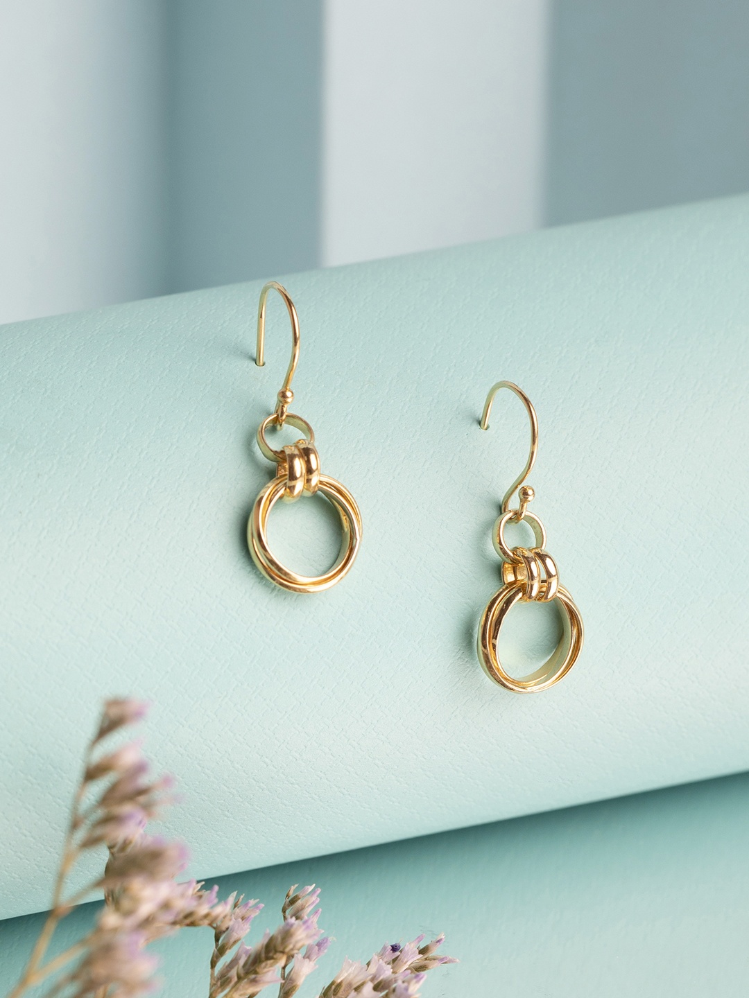 

Rubans 925 Sterling Silver Gold-Plated Embrace The Entangled Drop Earrings