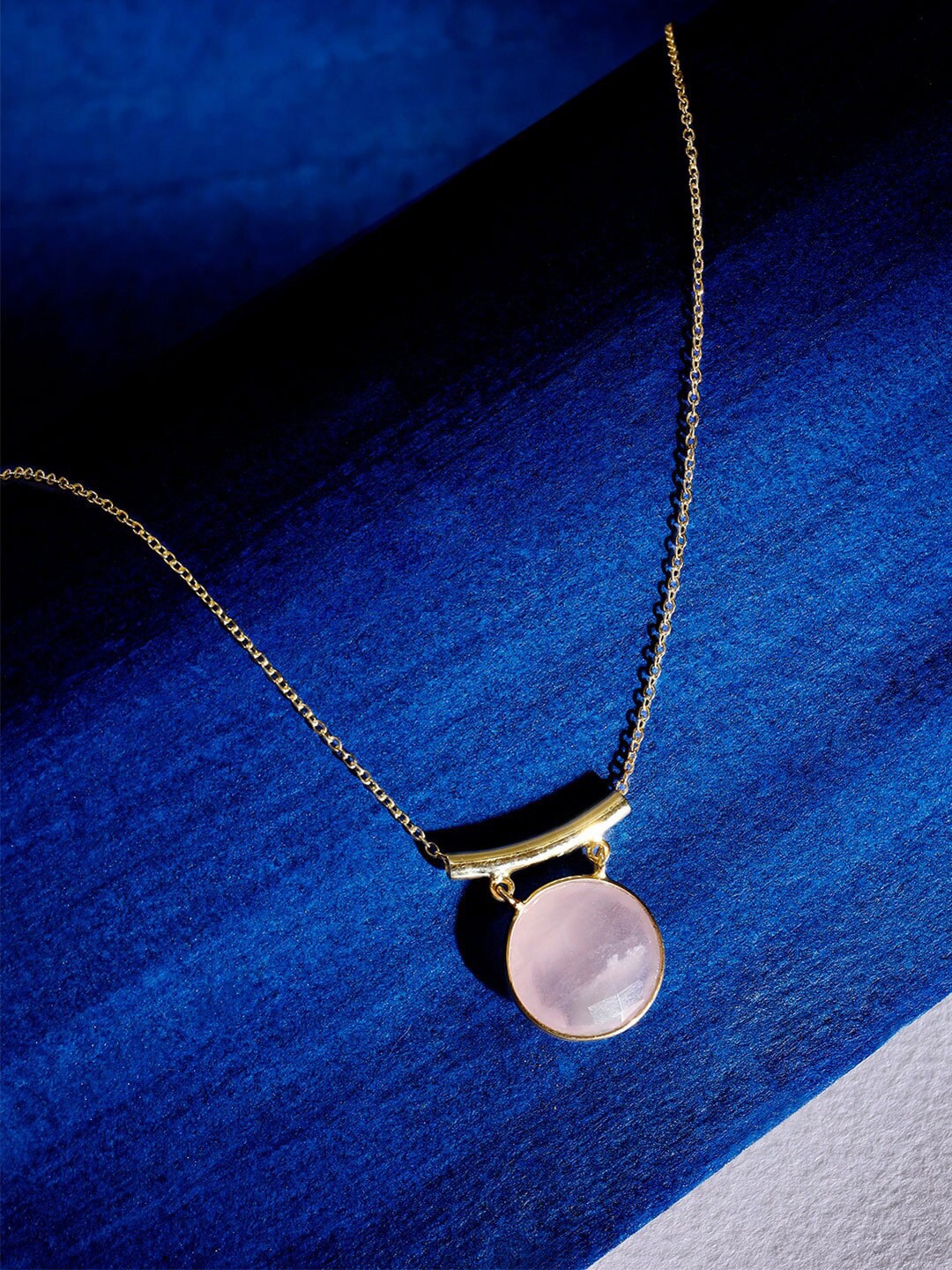 

Rubans 925 Sterling Silver Gold-Plated Pastel Touch Celestial Curve Pendant Necklace
