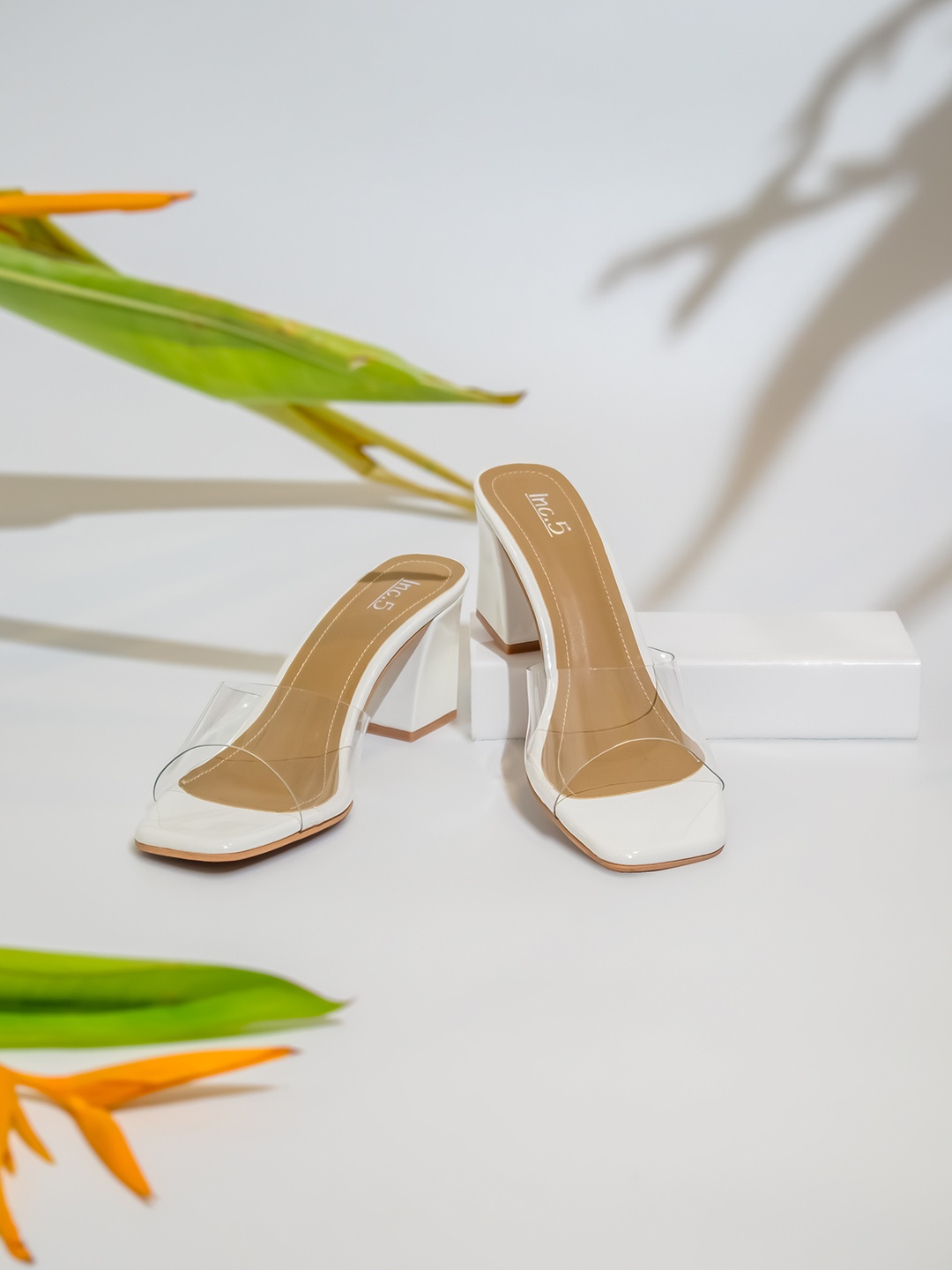 

Inc 5 Women White Embellished Transparent Sandals