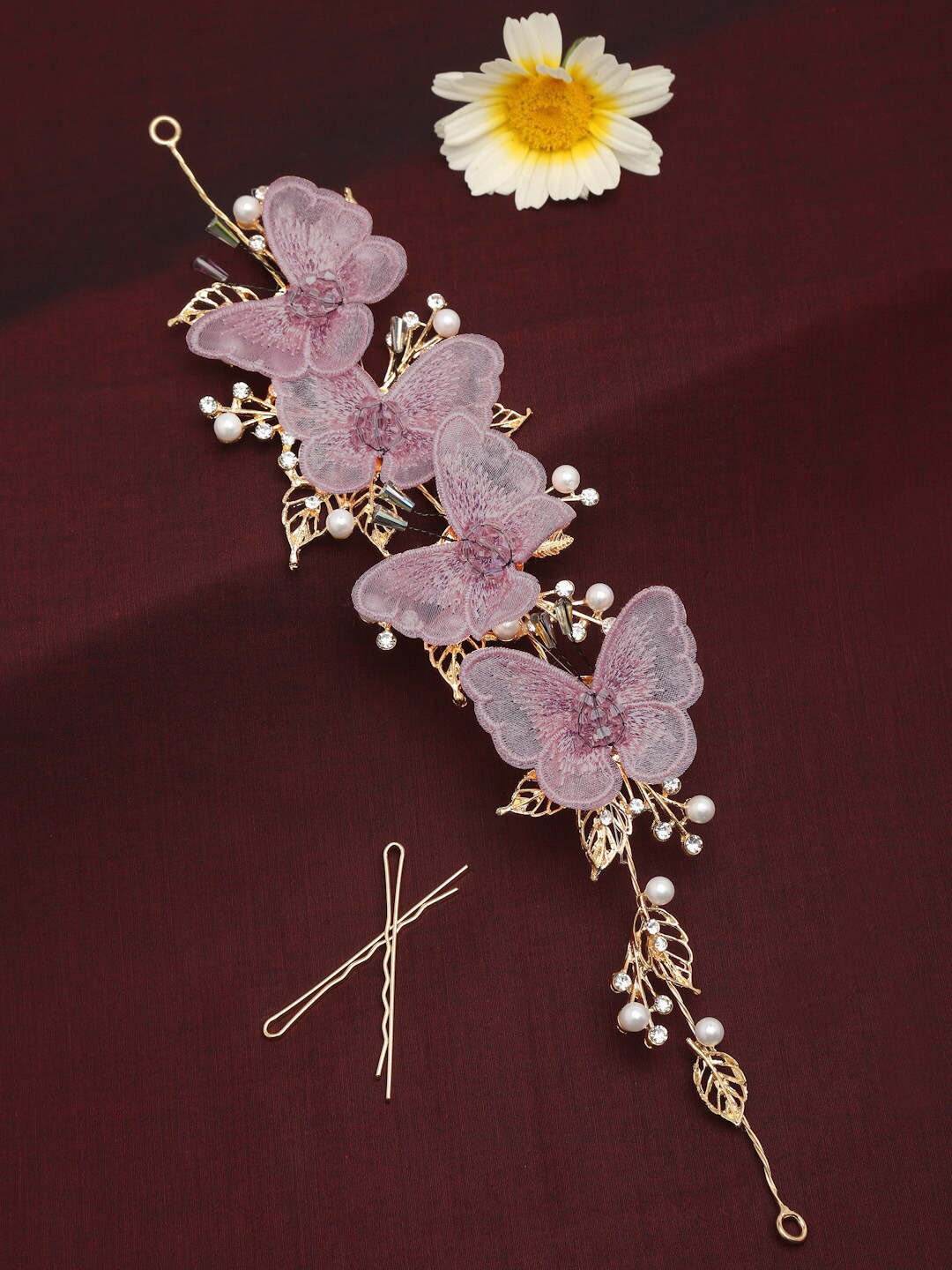 

Celena Cole Women Purple & Gold-Toned Beaded Hair Accessory Set
