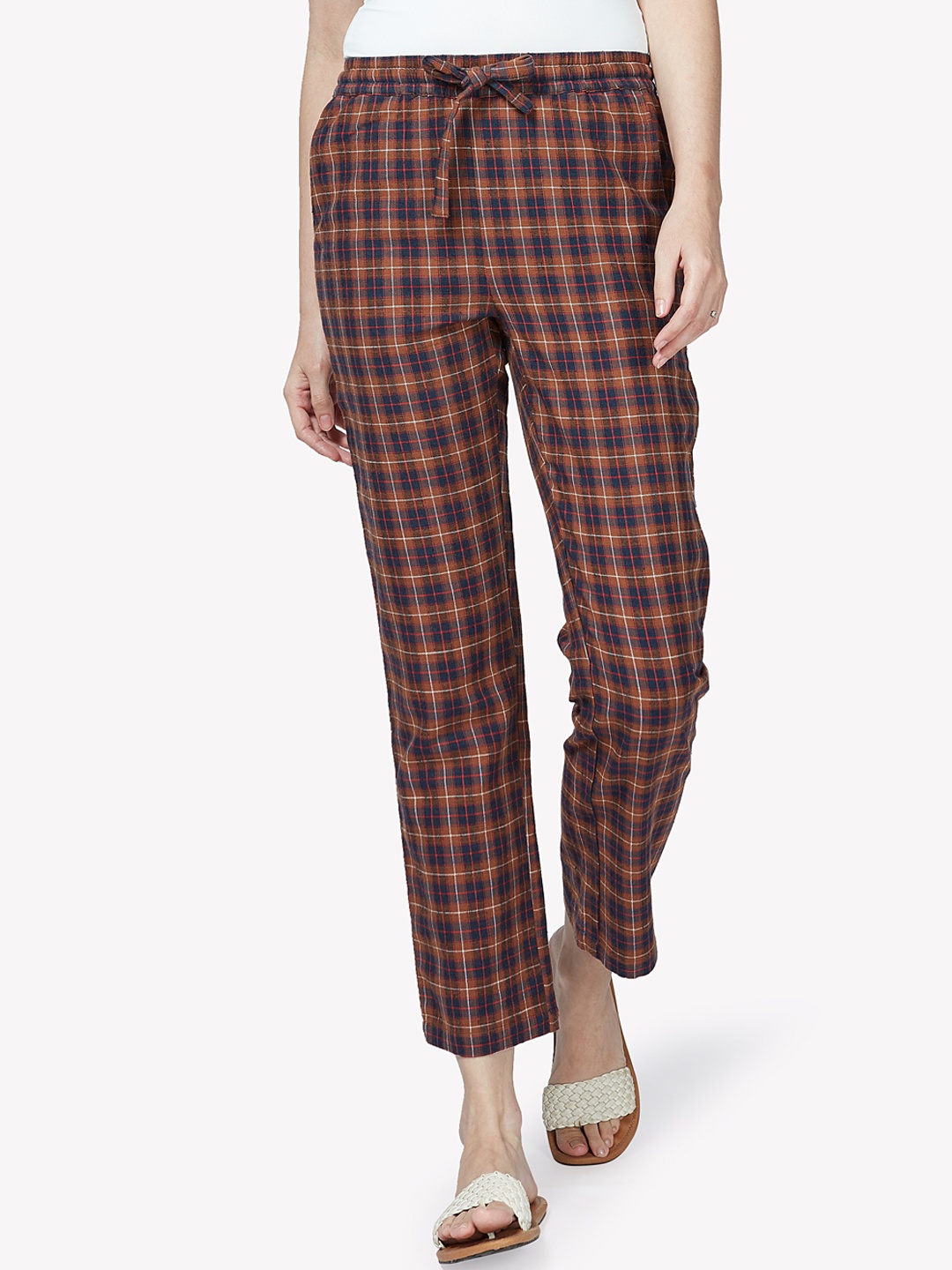 

VASTRADO Women Multicolored Checked Cotton Lounge Pants, Multi