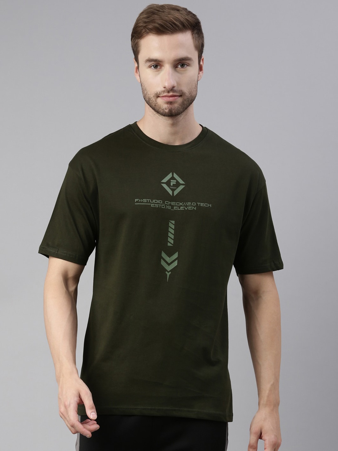 

FILA Men Green Typography Printed T-shirt