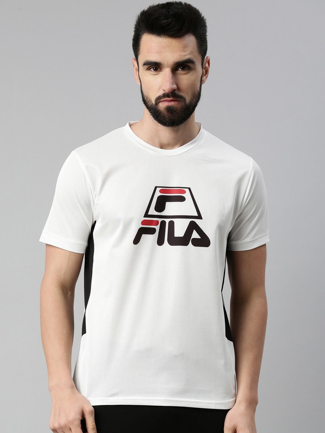 

FILA Men White Brand Logo Printed Organic Cotton T-shirt
