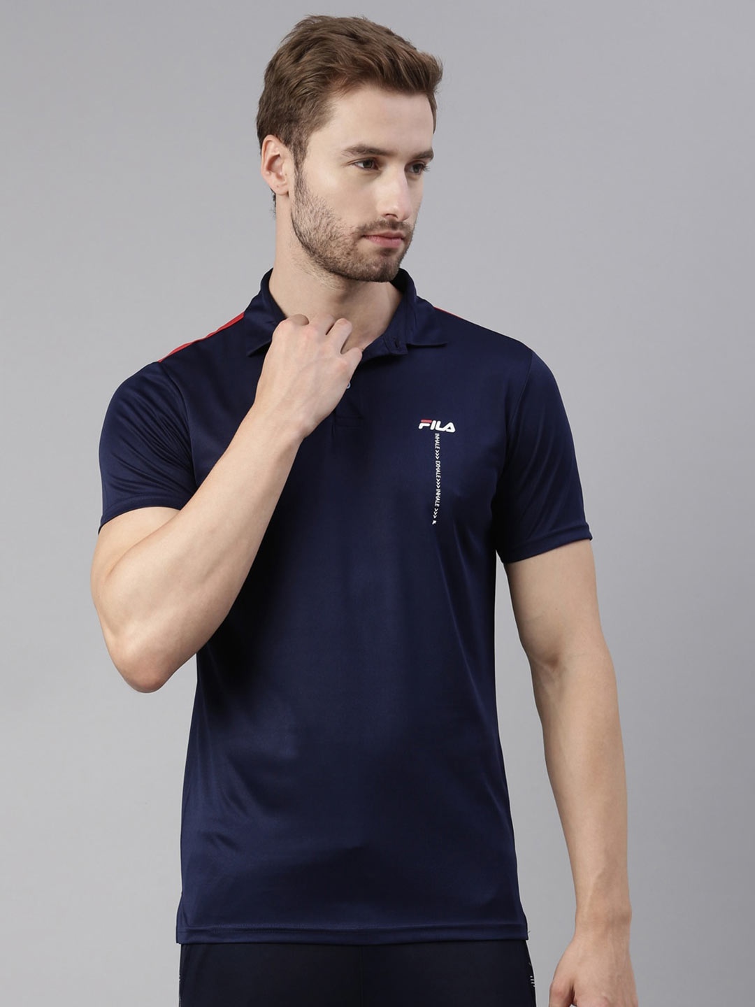 

FILA Men Blue Solid Polo Collar T-shirt