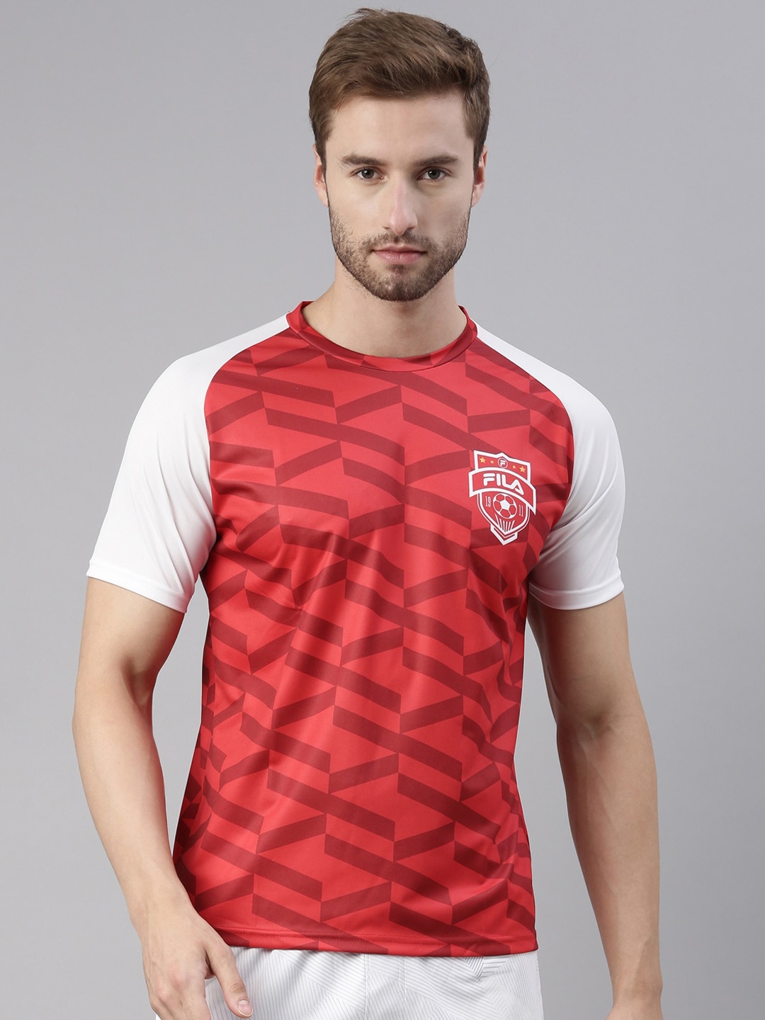 

FILA Men Red Printed Organic Cotton T-shirt
