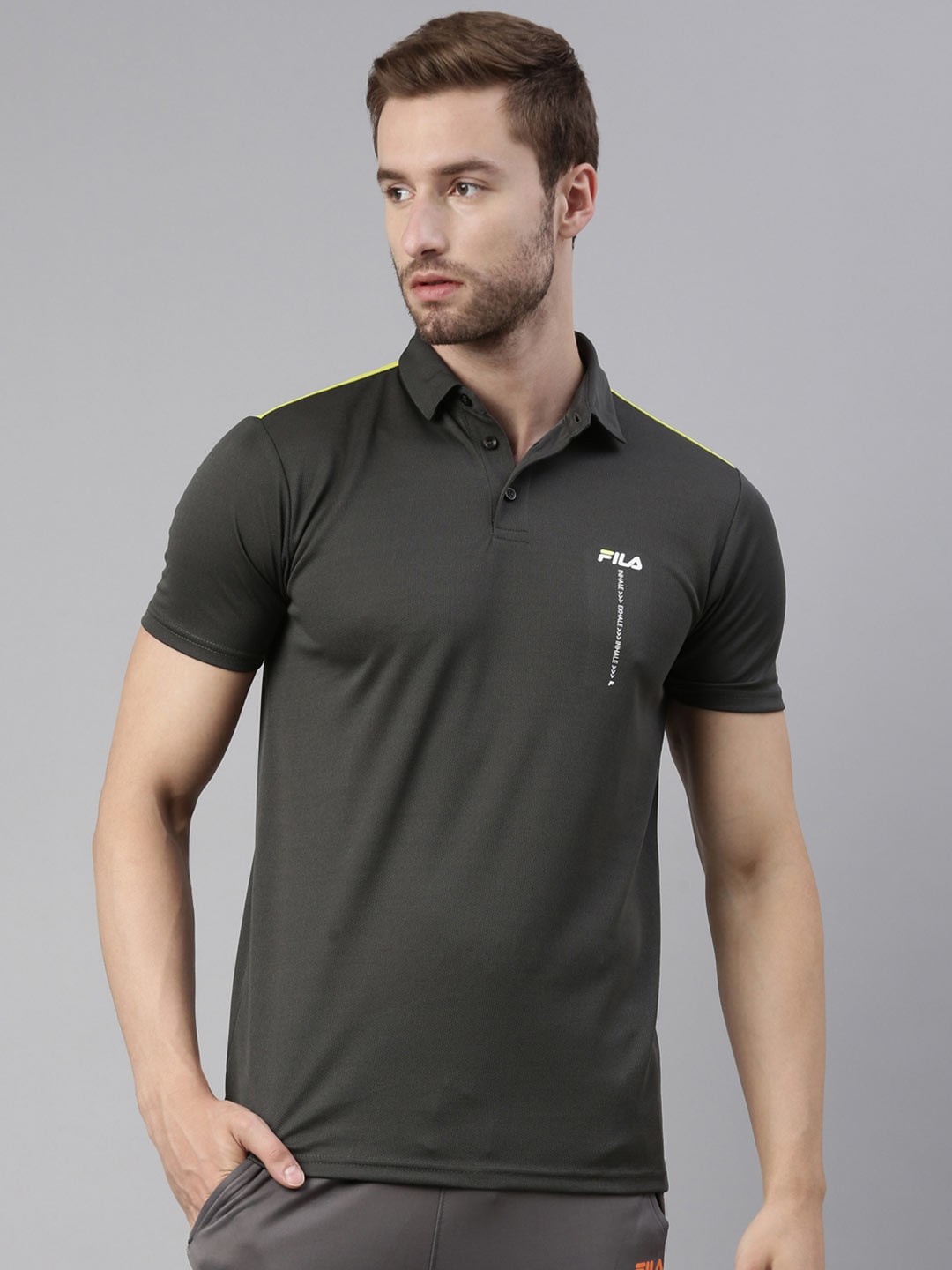 

FILA Men Grey Polo Collar T-shirt