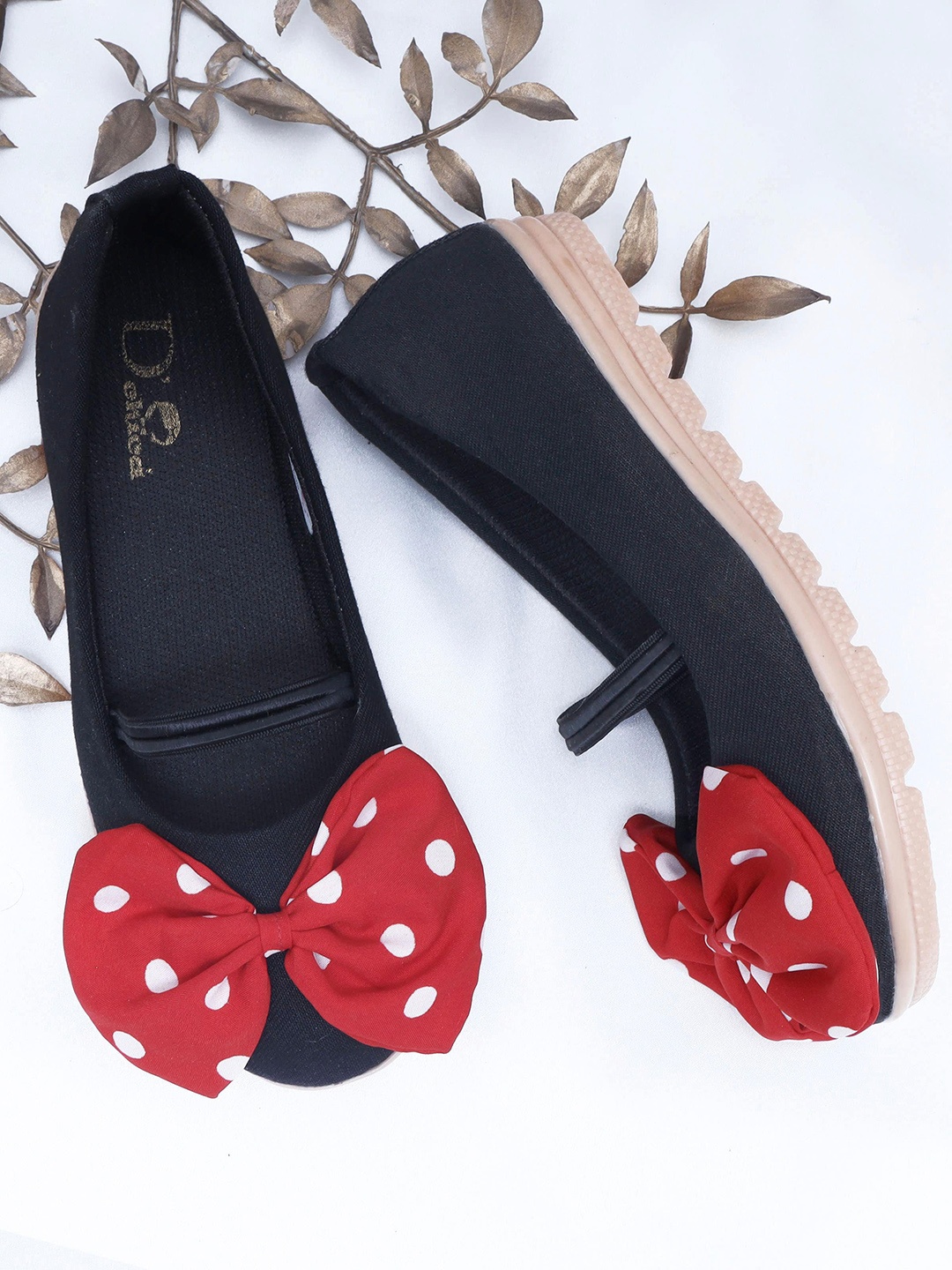 

DChica Girls Black Printed Ballerinas with Bows Flats