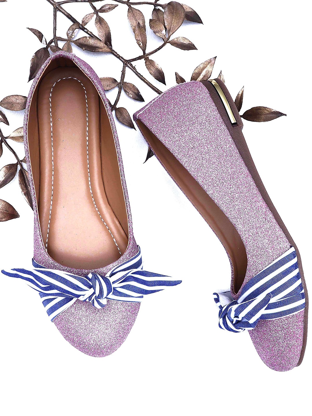 

DChica Girls Pink Embellished Party Ballerinas with Bows