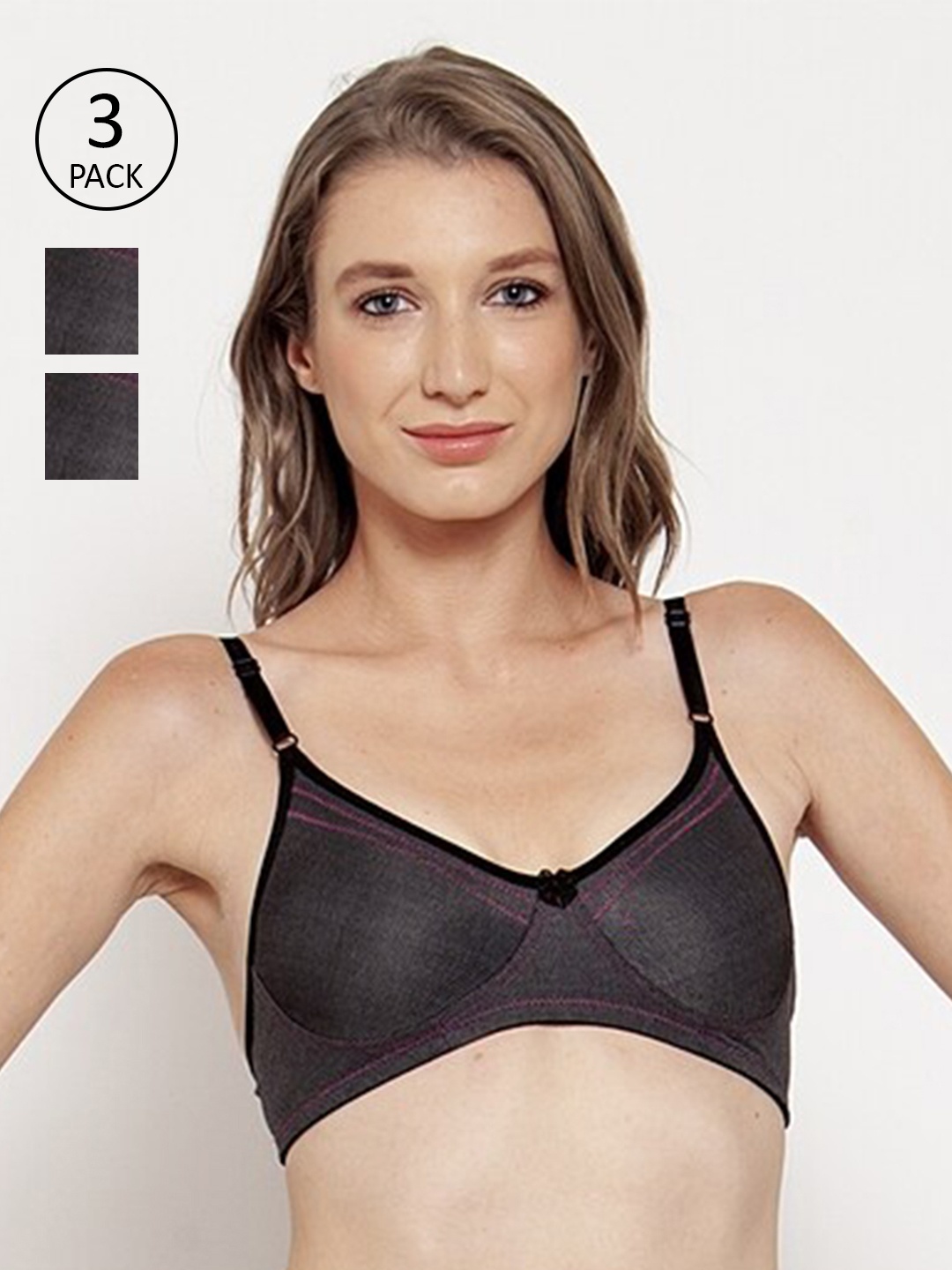 

Innocence Black Non Wired & Non Padded Everyday Bra Pack Of 3