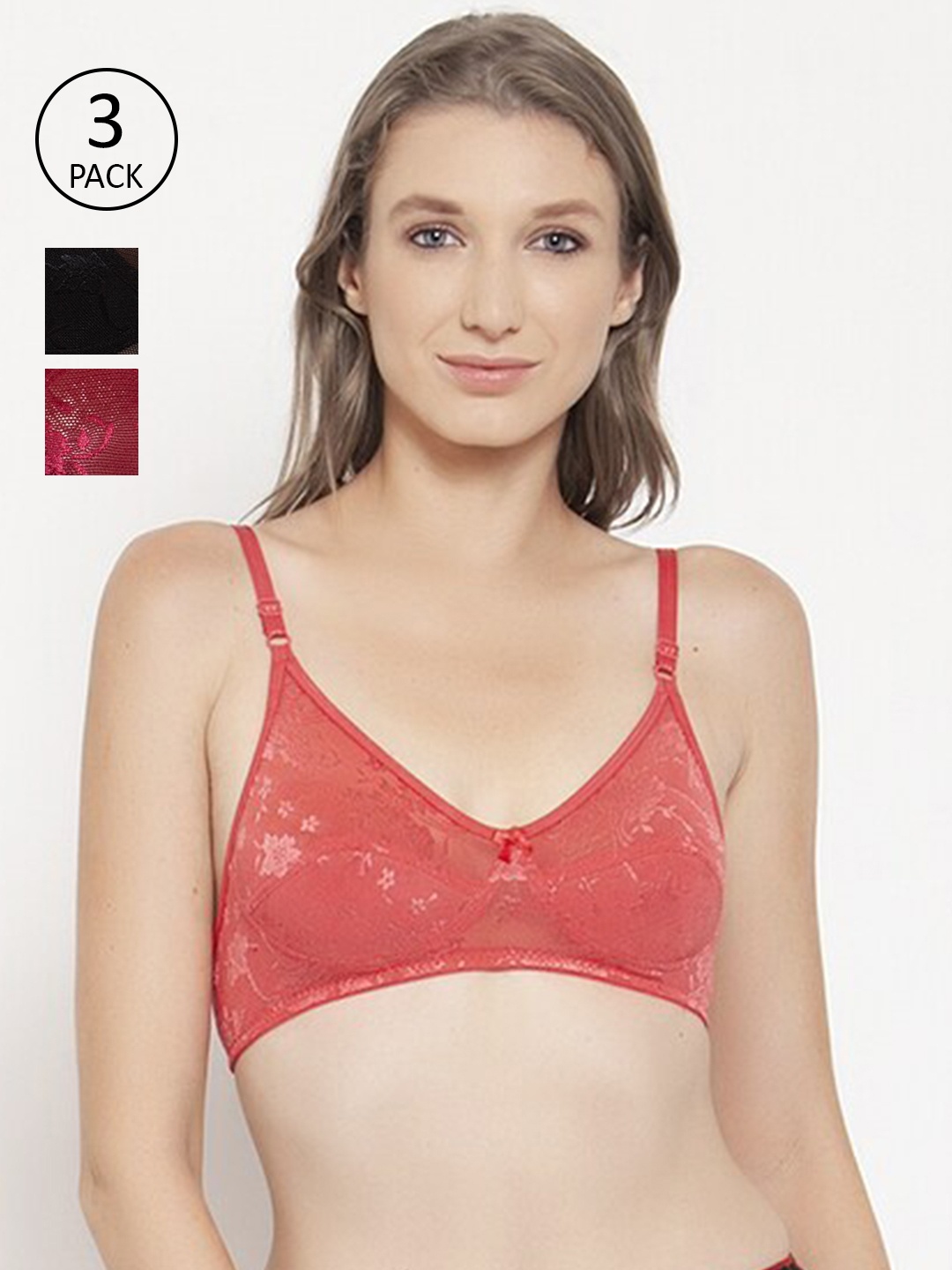 

Innocence Pack Of 3 Black Full Coverage Cotton Bra