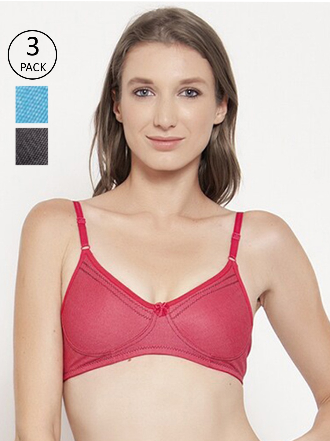 

Innocence Black & Pink Non Wired & Non Padded Everyday Bra Pack Of 3