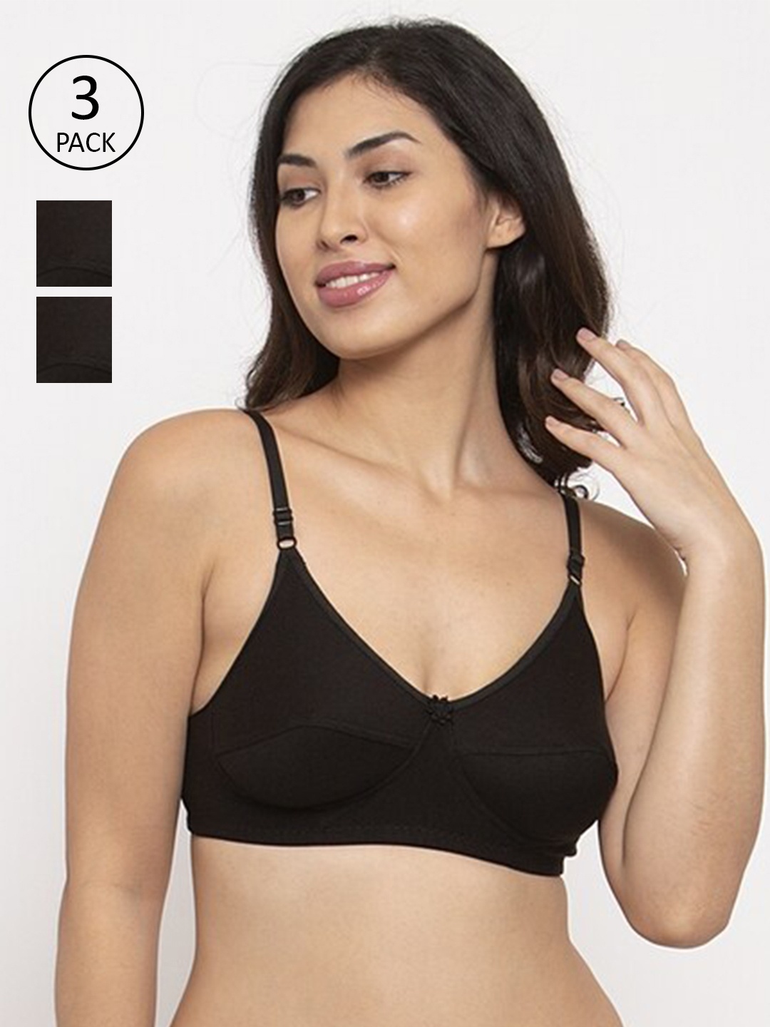 

Innocence Pack of 3 Black Cotton Bra