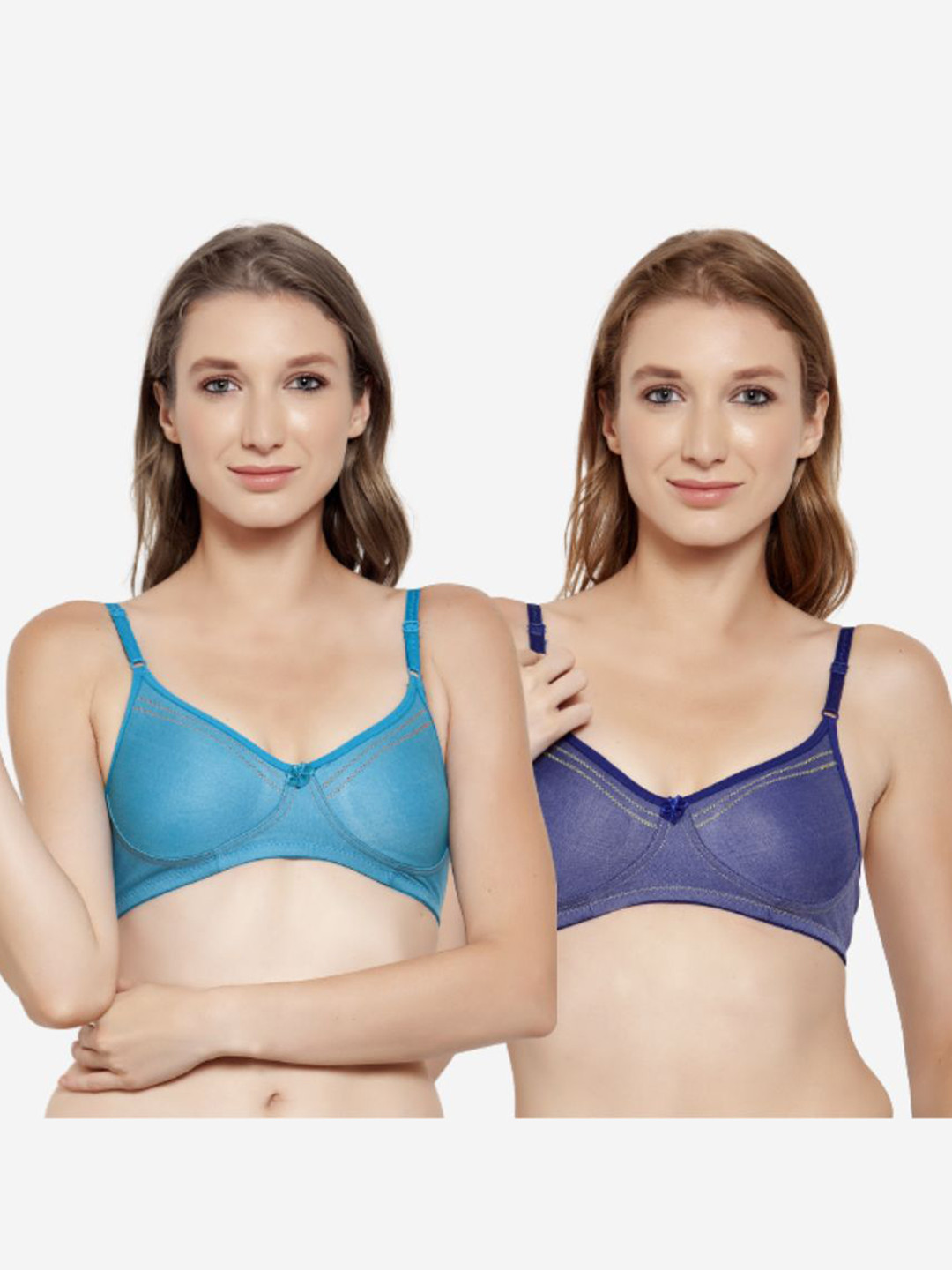 

Innocence Blue Set of 2 Solid Non Padded Cotton Bra
