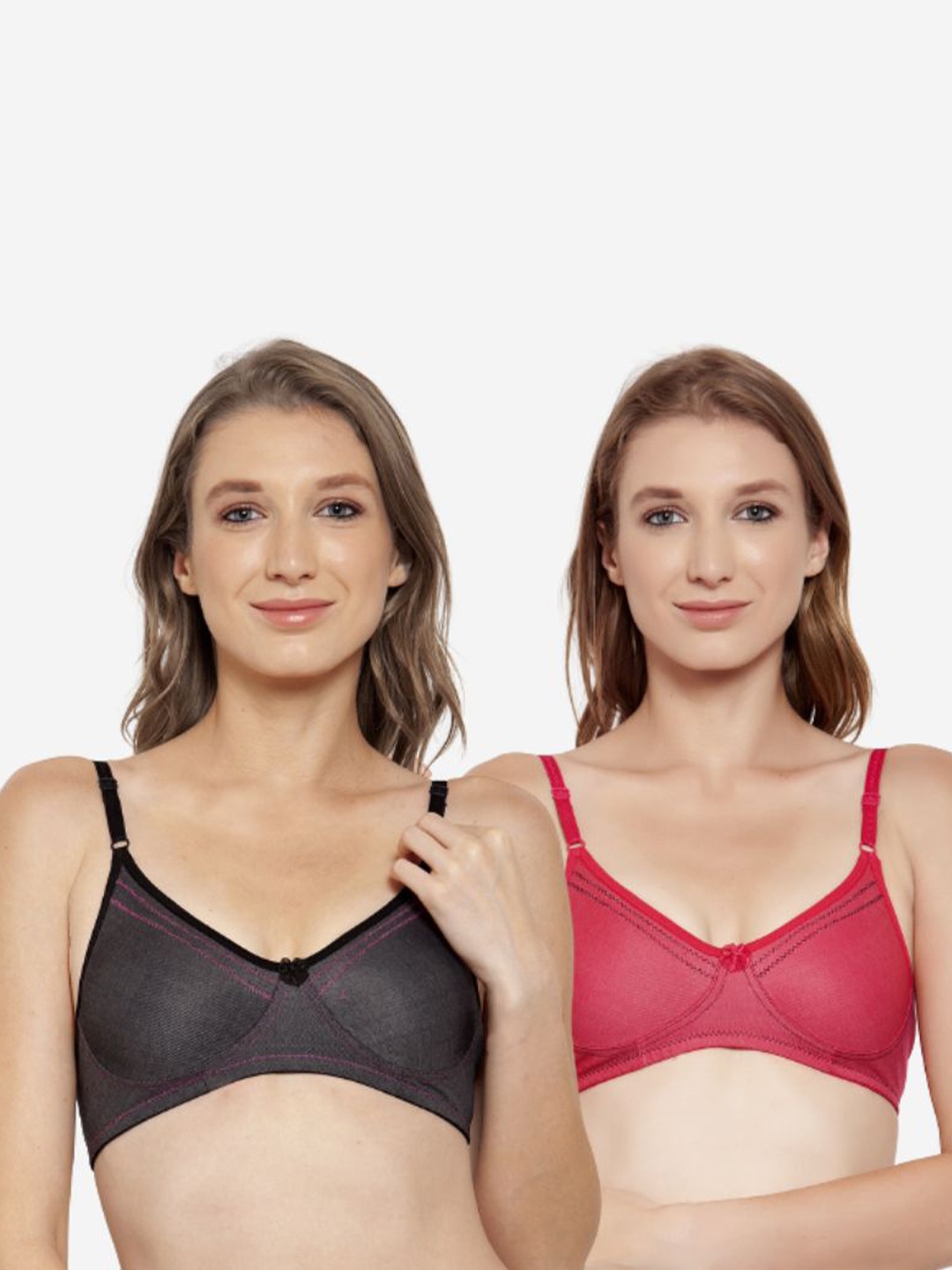 

Innocence Pack of 2 Pink & Black Cotton Bra