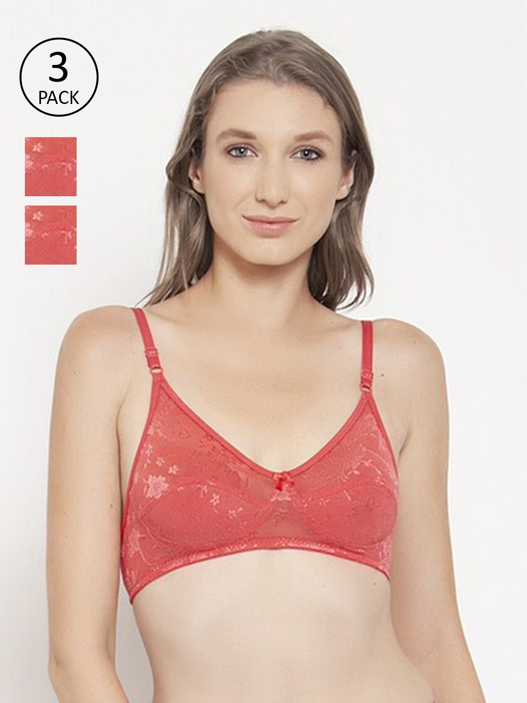 

Innocence Pack of 3 Coral Lace Non padded Non Wired Bra BBAPLIN90738_28B