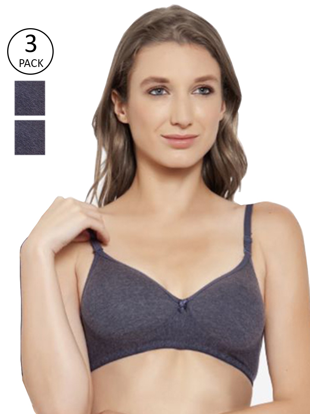 

Innocence Pack of 3 Lightly Padded & Non-Wired Bra, Grey